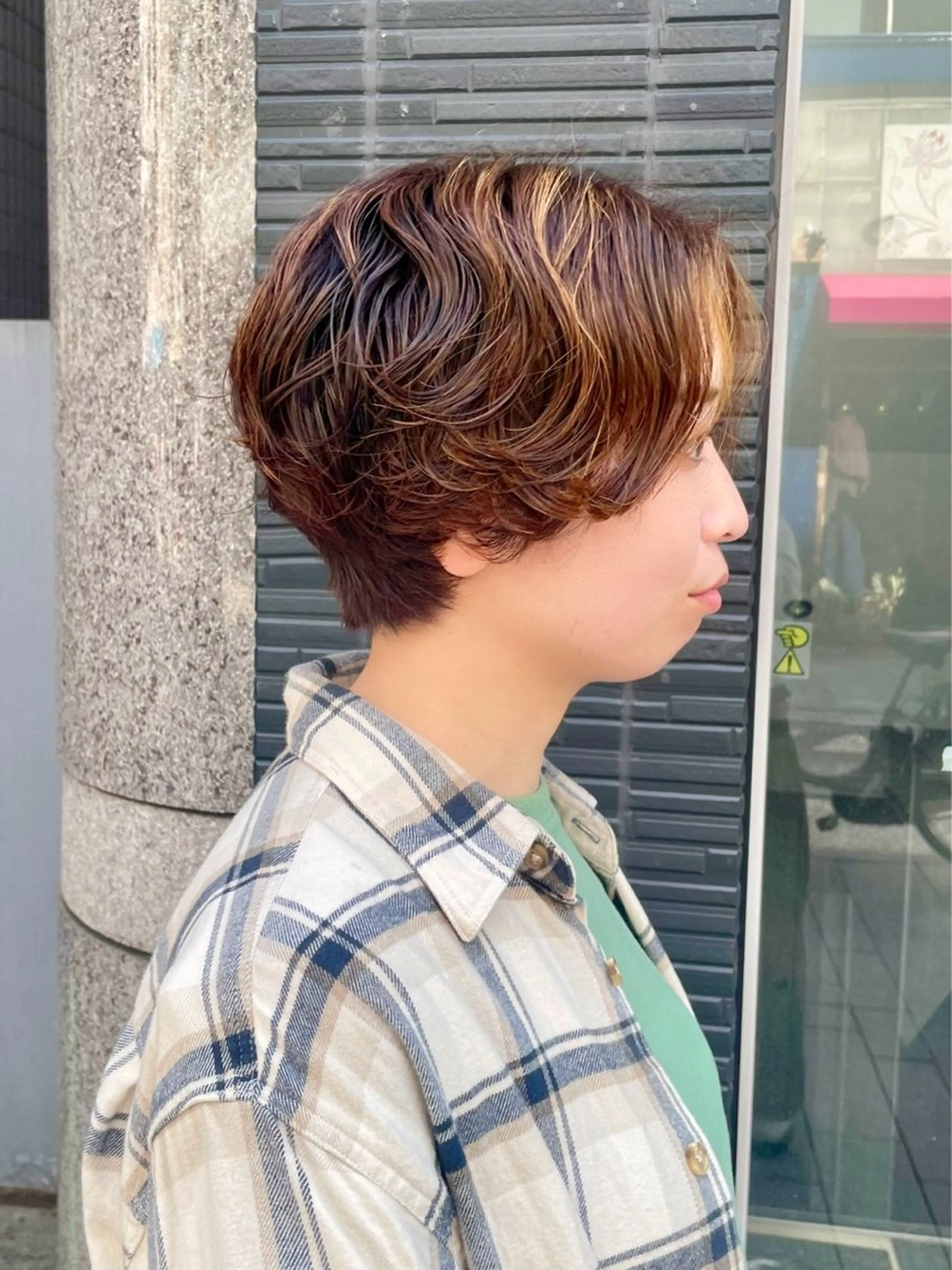 ショート パーマ カット パーマ ショート/ボブ/ 透明感カラー/ほのかのヘアスタイル