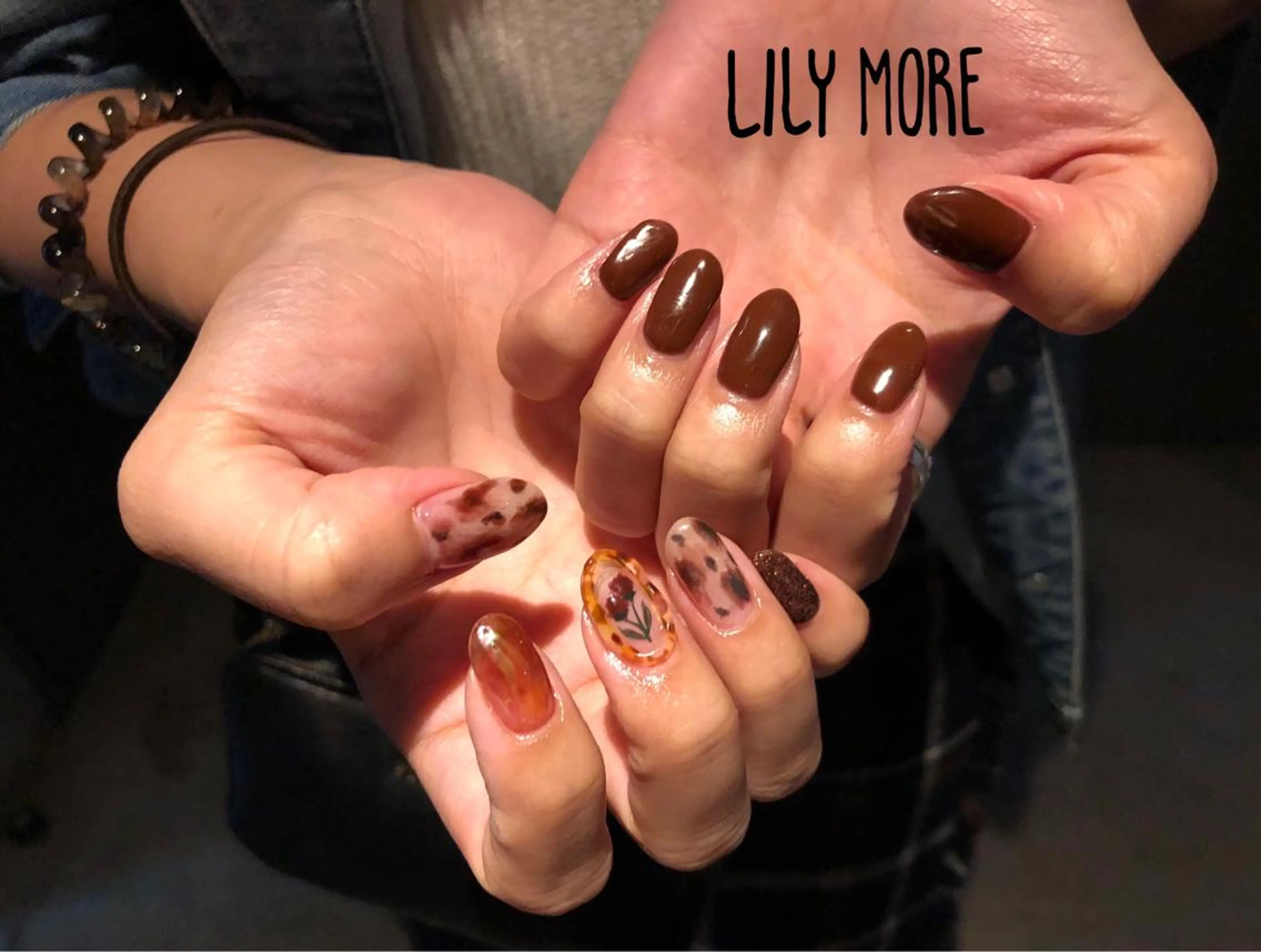 ネイル アニマル柄 べっ甲ネイル Lily closetのネイルデザイン