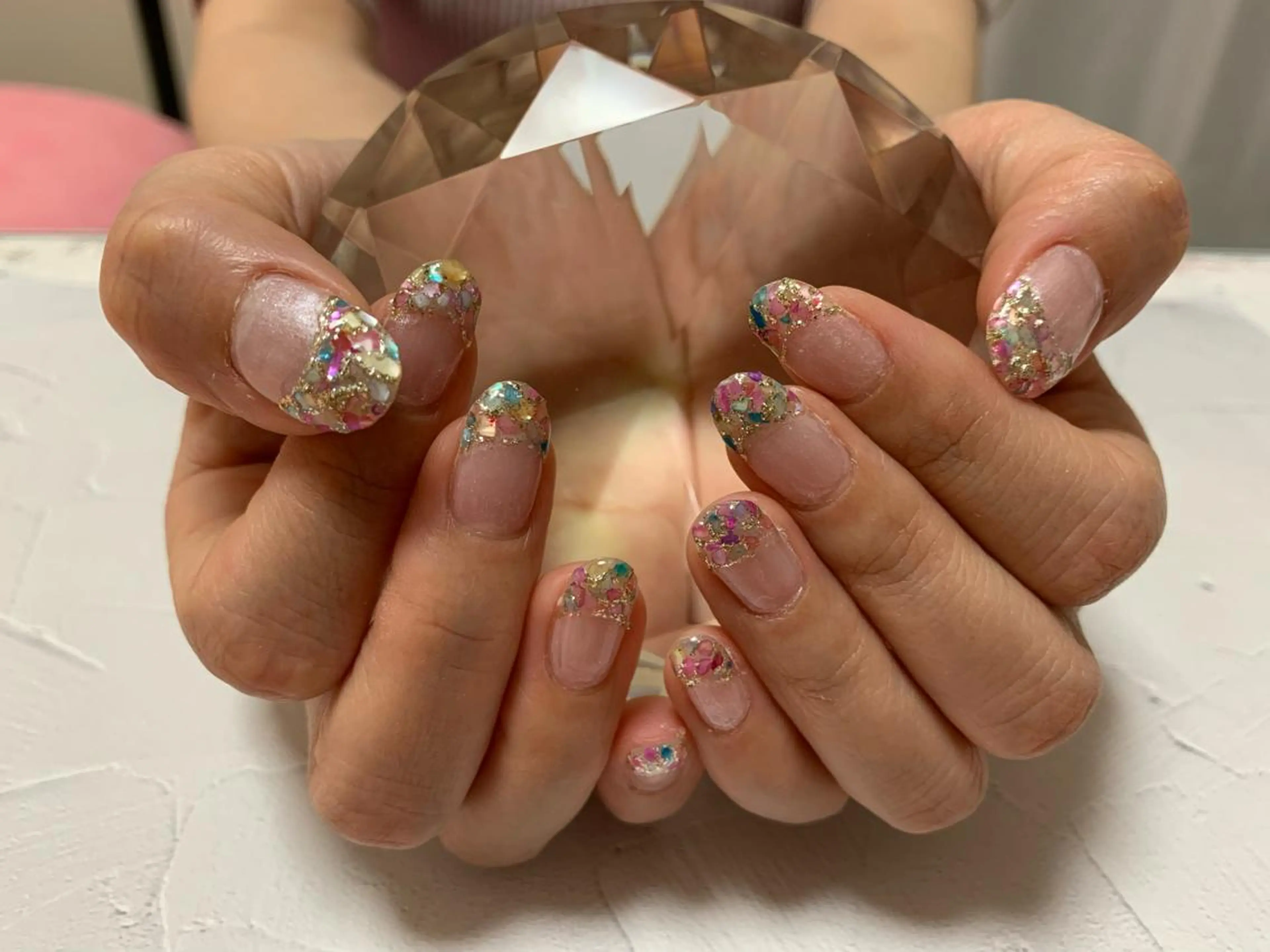 ネイル ブルー フレンチネイル ジェルネイル ニュアンスネイル ピンク ハンドネイル noheanail YONEDAのネイルデザイン