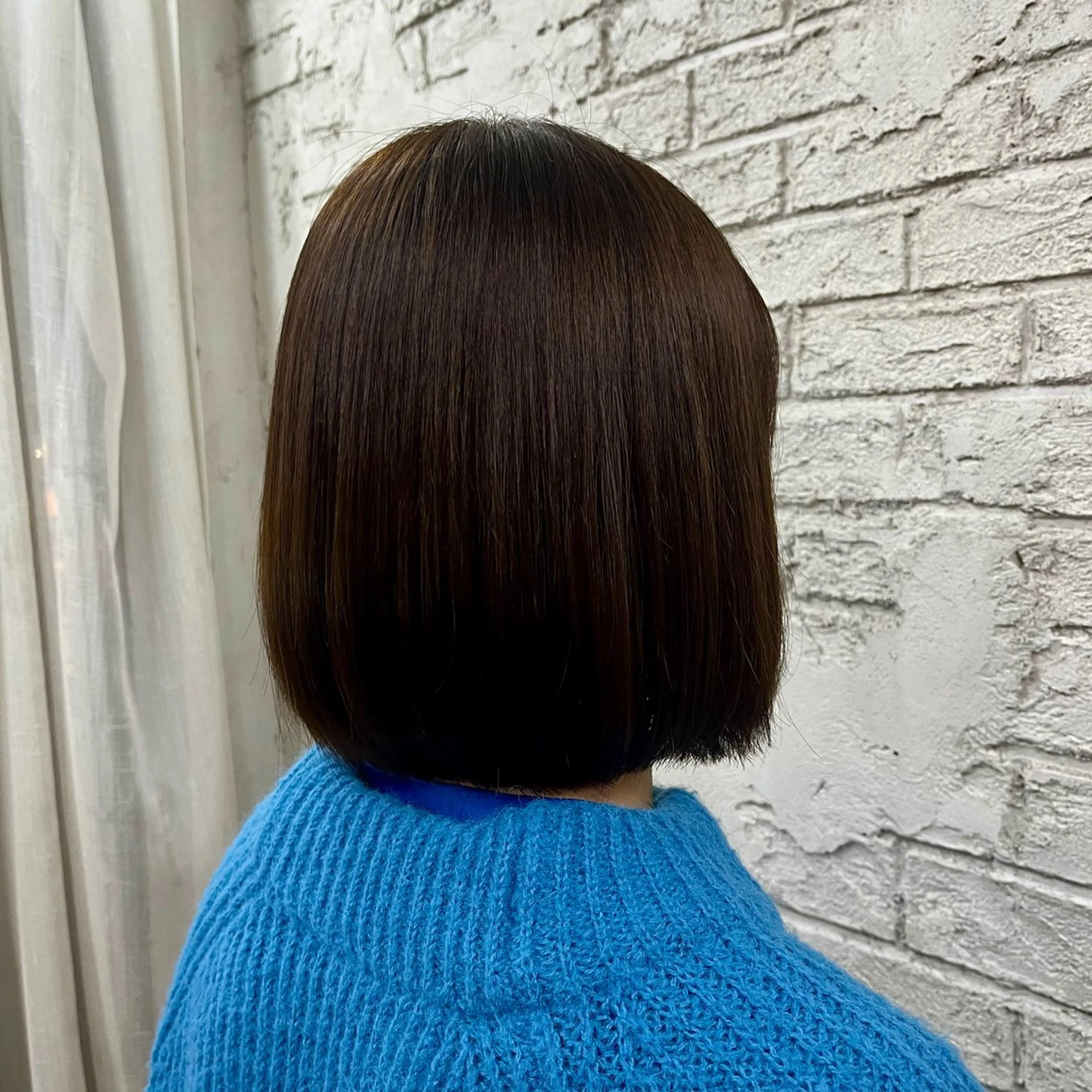 ミディアム ワンレンボブ ボブ 艶髪ブリーチカラー 💗manaka💗のヘアスタイル