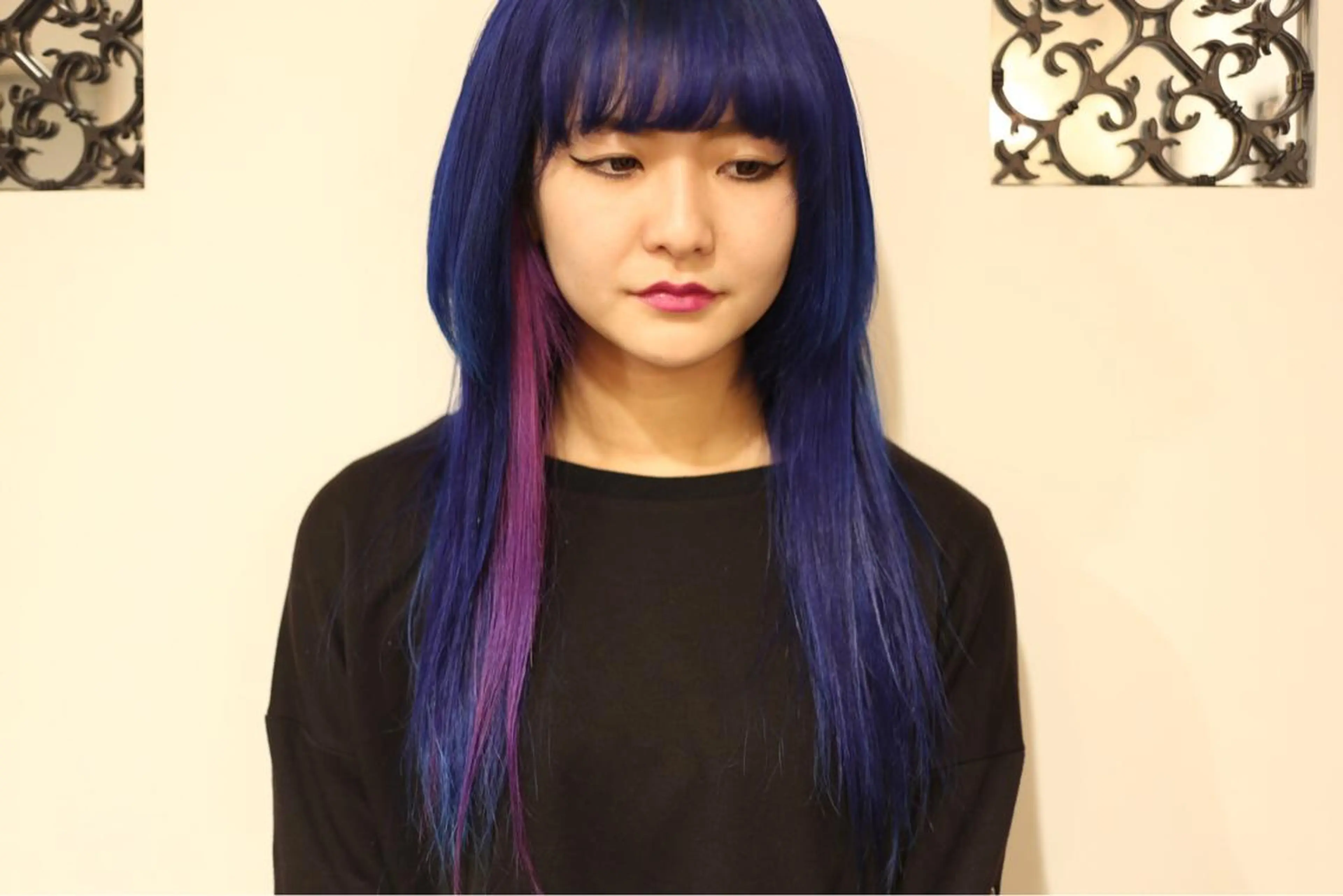 ロング カラー TAI透明カラー 柔らかい縮毛矯正のヘアスタイル