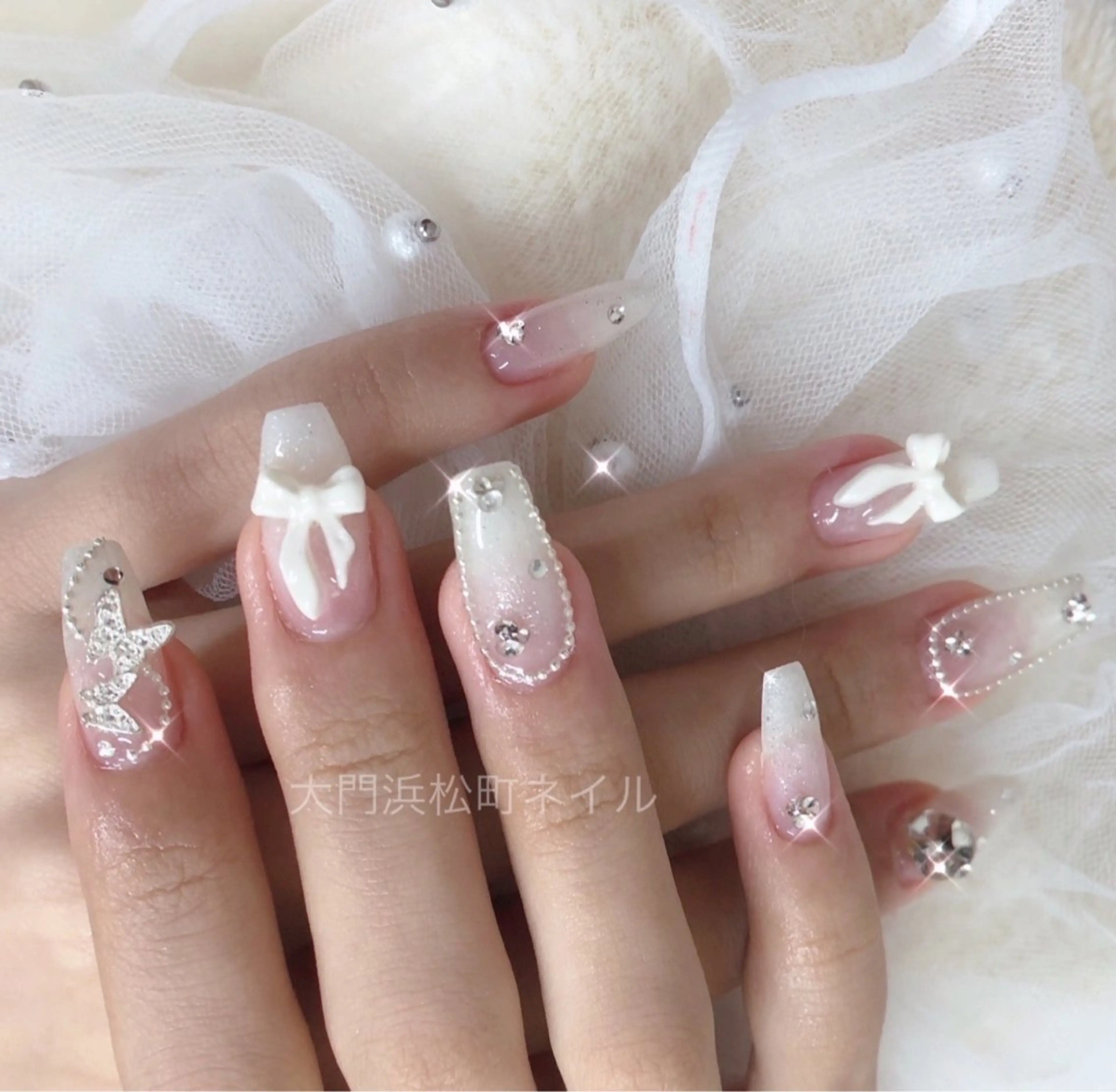 ネイル ボルドー フレンチネイル ガラスフレンチ マグネットネイル ミラーネイル 大門浜松町 ネイルのネイルデザイン