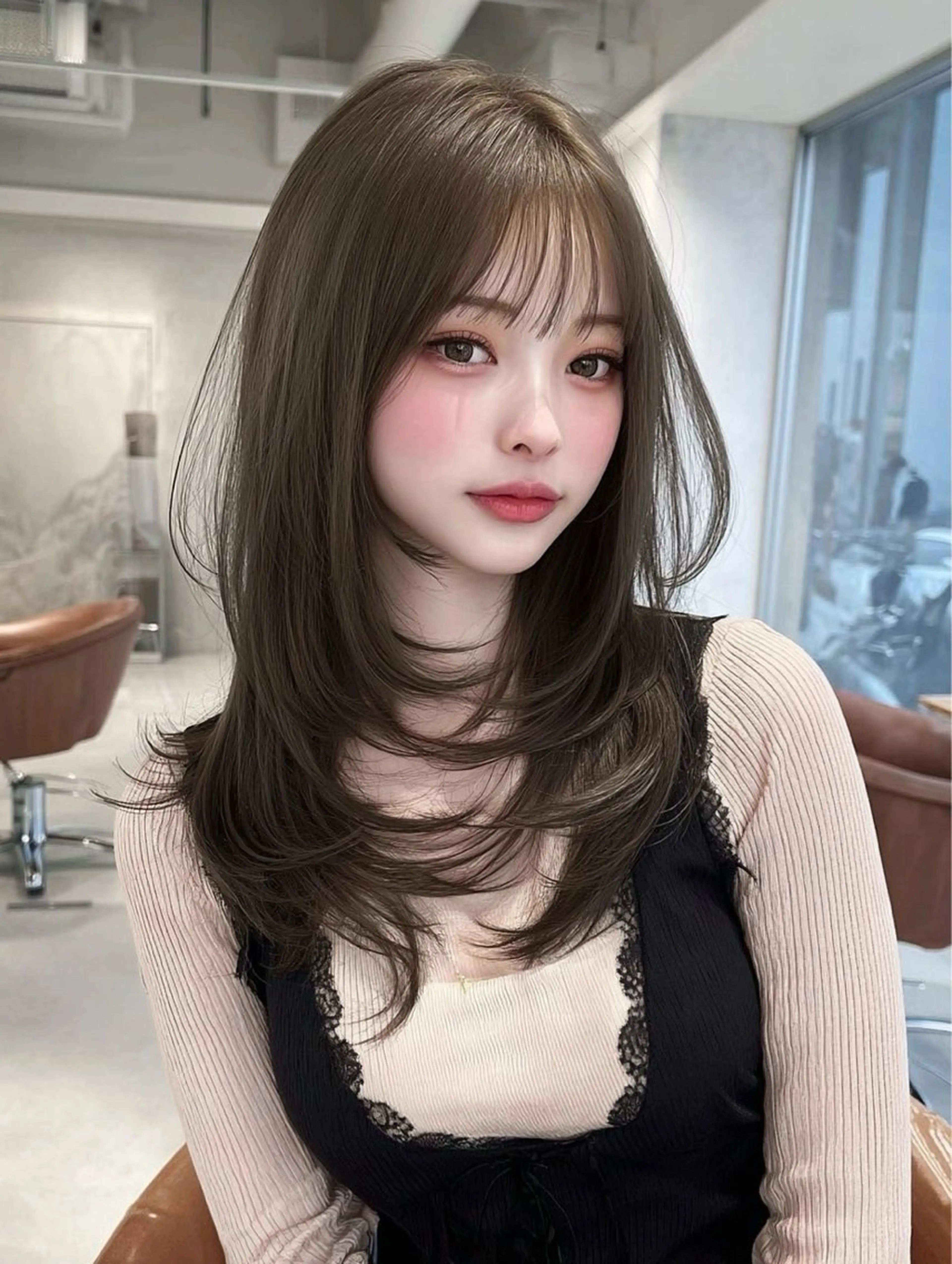 ロング カラー カット ヘアカラー トリートメント 💎透明感/韓国/ レイヤー/泉亮介💎のヘアスタイル