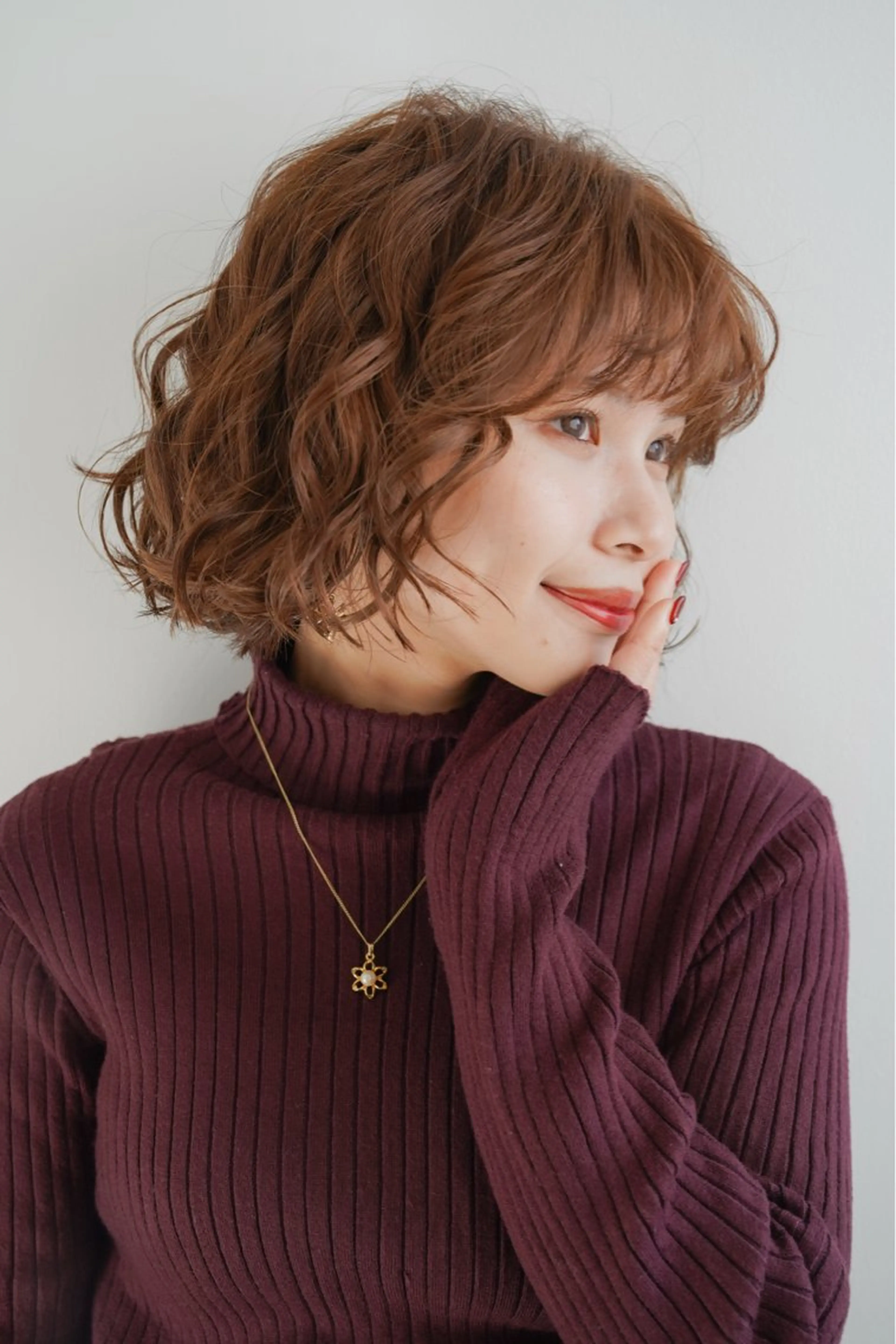 ミディアム カラー パーマ 江田 智沙穂のヘアスタイル