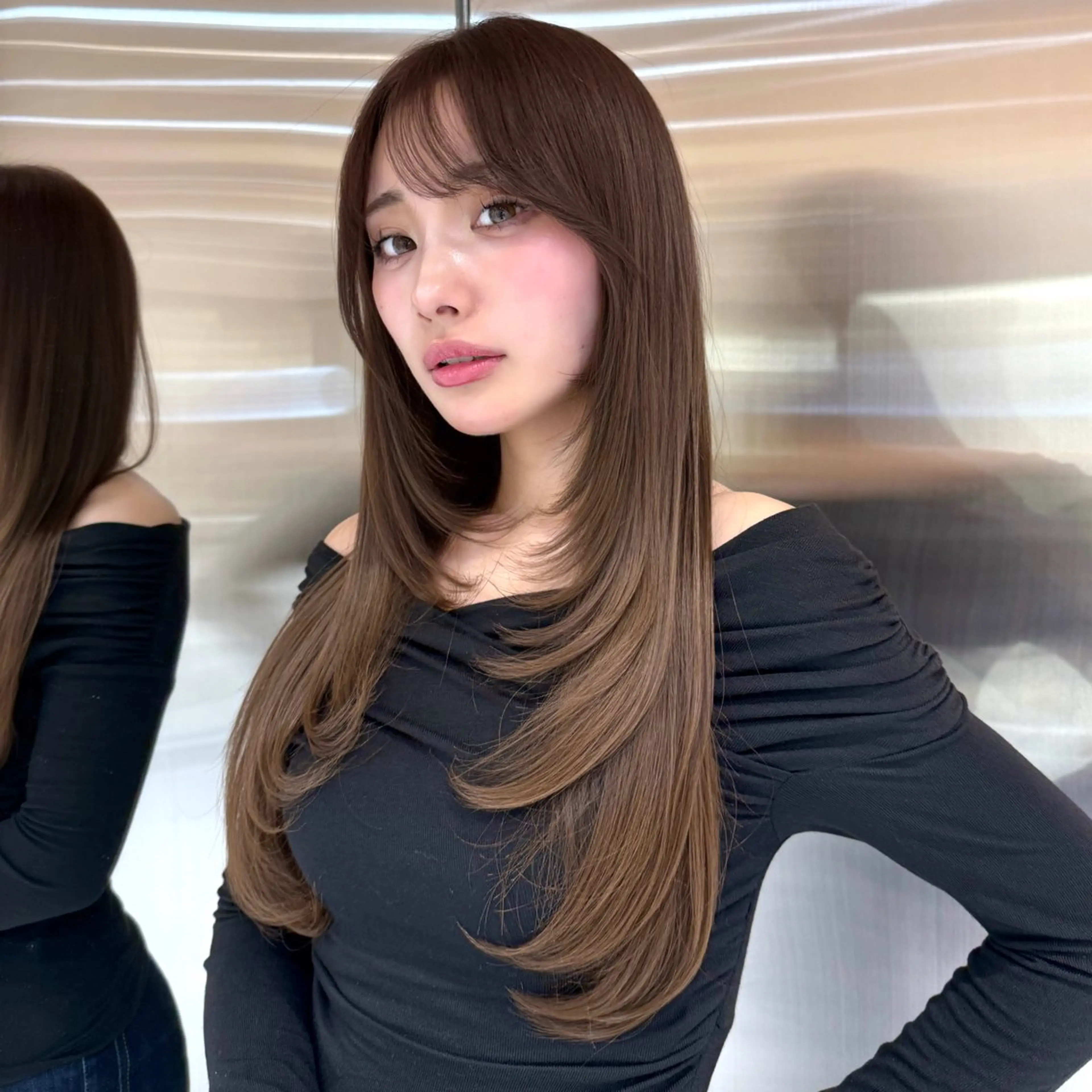ロング カラー ハイレイヤー レイヤーカット ロング カット ヘアカラー トリートメント ハッシュカット/ 艶カラー/RIN🩶のヘアスタイル