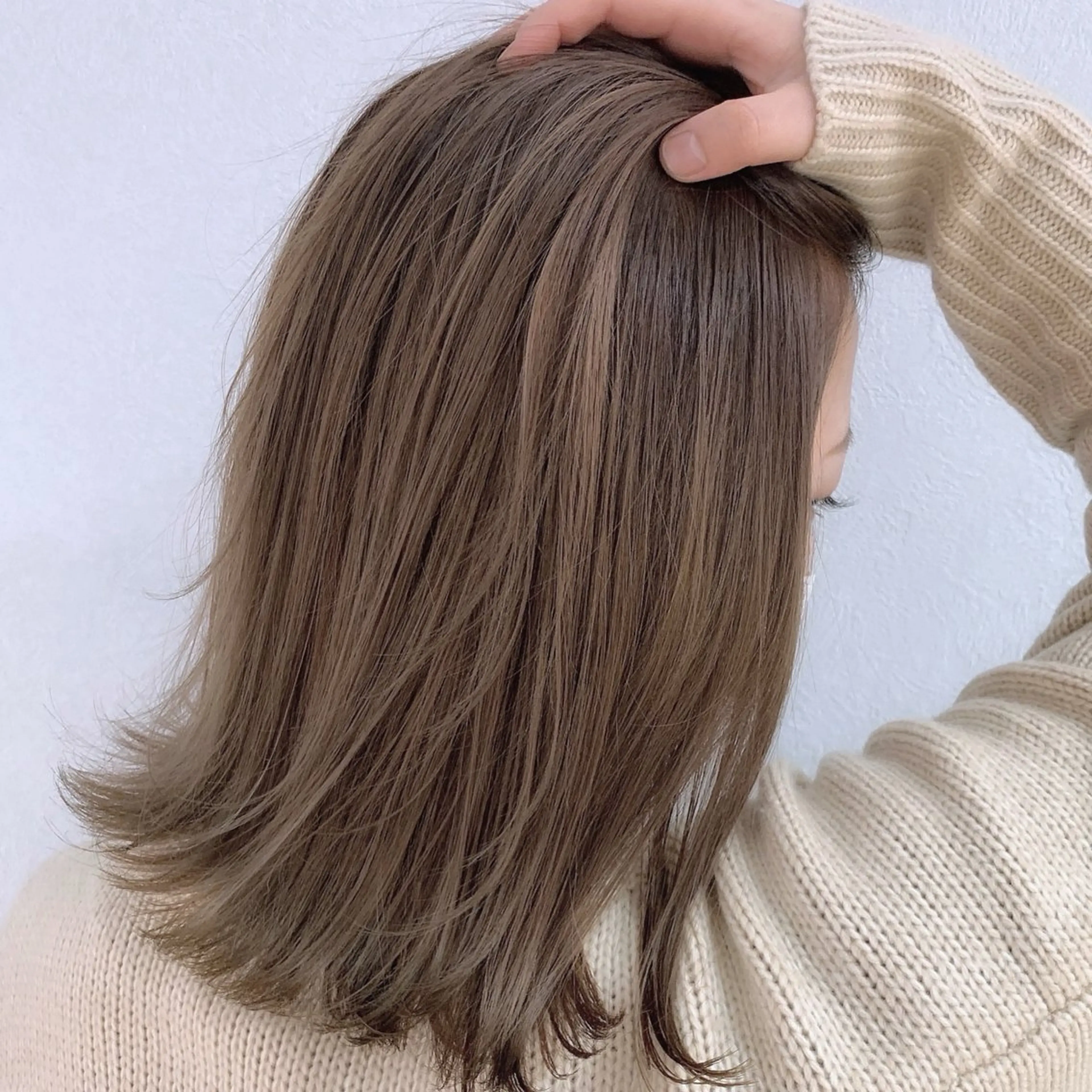 ミディアム カラー ベージュカラー ブリーチ ミルクティーベージュ ヘアカラー トリートメント ブリーチなし/暖色/ 透明感/ririkaのヘアスタイル