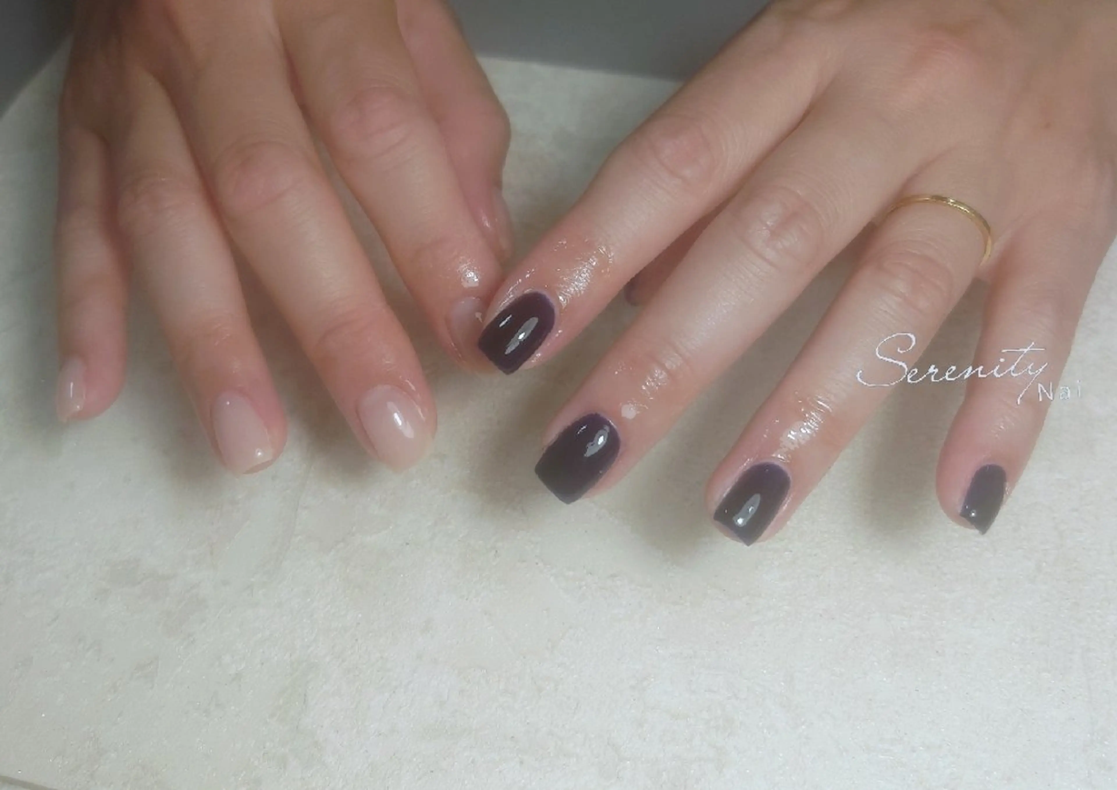 ネイル 持ち込み ネイビー ワンカラーネイル ショートネイル スクエアネイル ハンドネイル nail  serenityのネイルデザイン