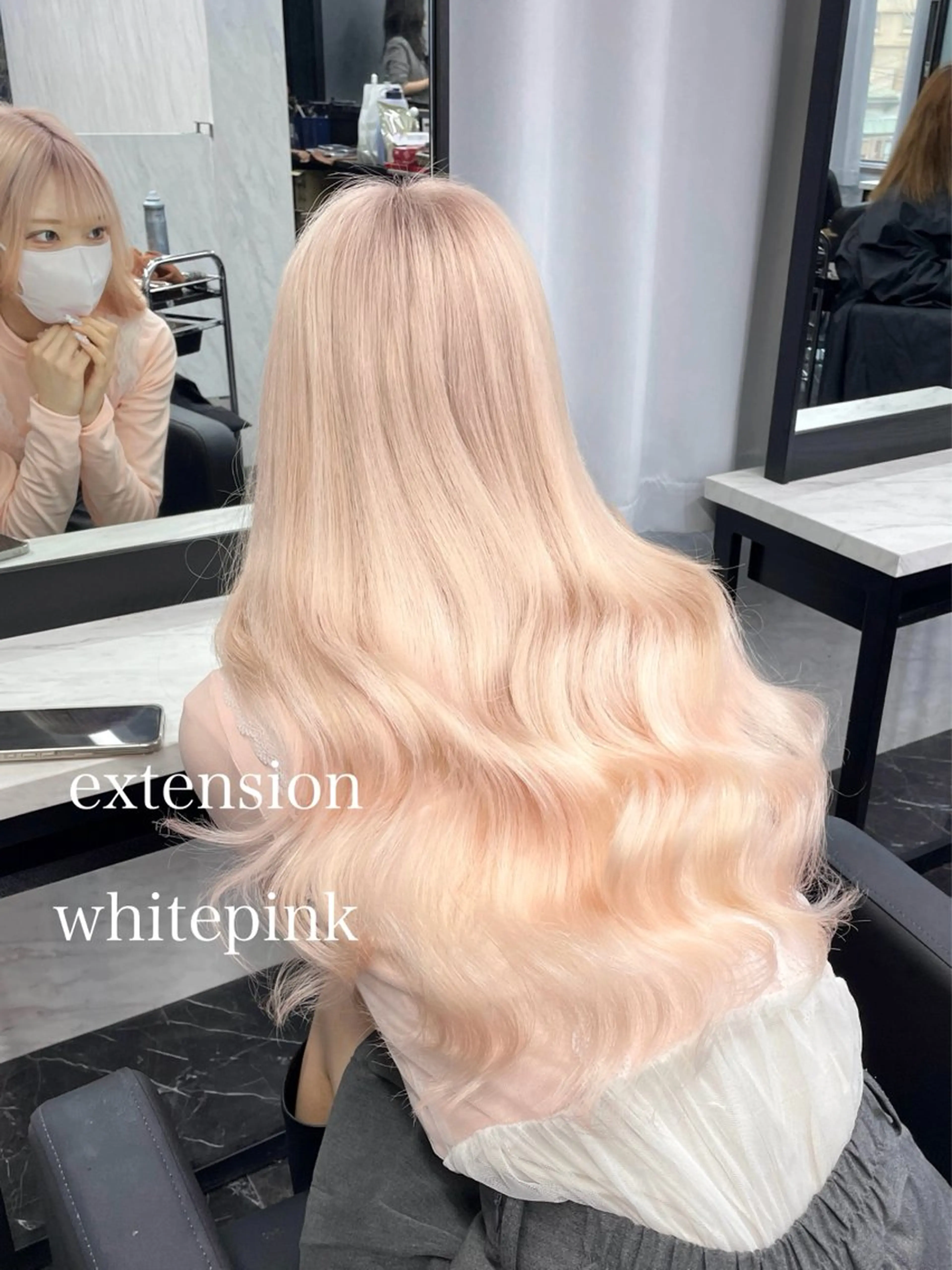 ロング カラー エクステ エクステ🩵ブリーチ 韓国ヘア🩵KAEのヘアスタイル