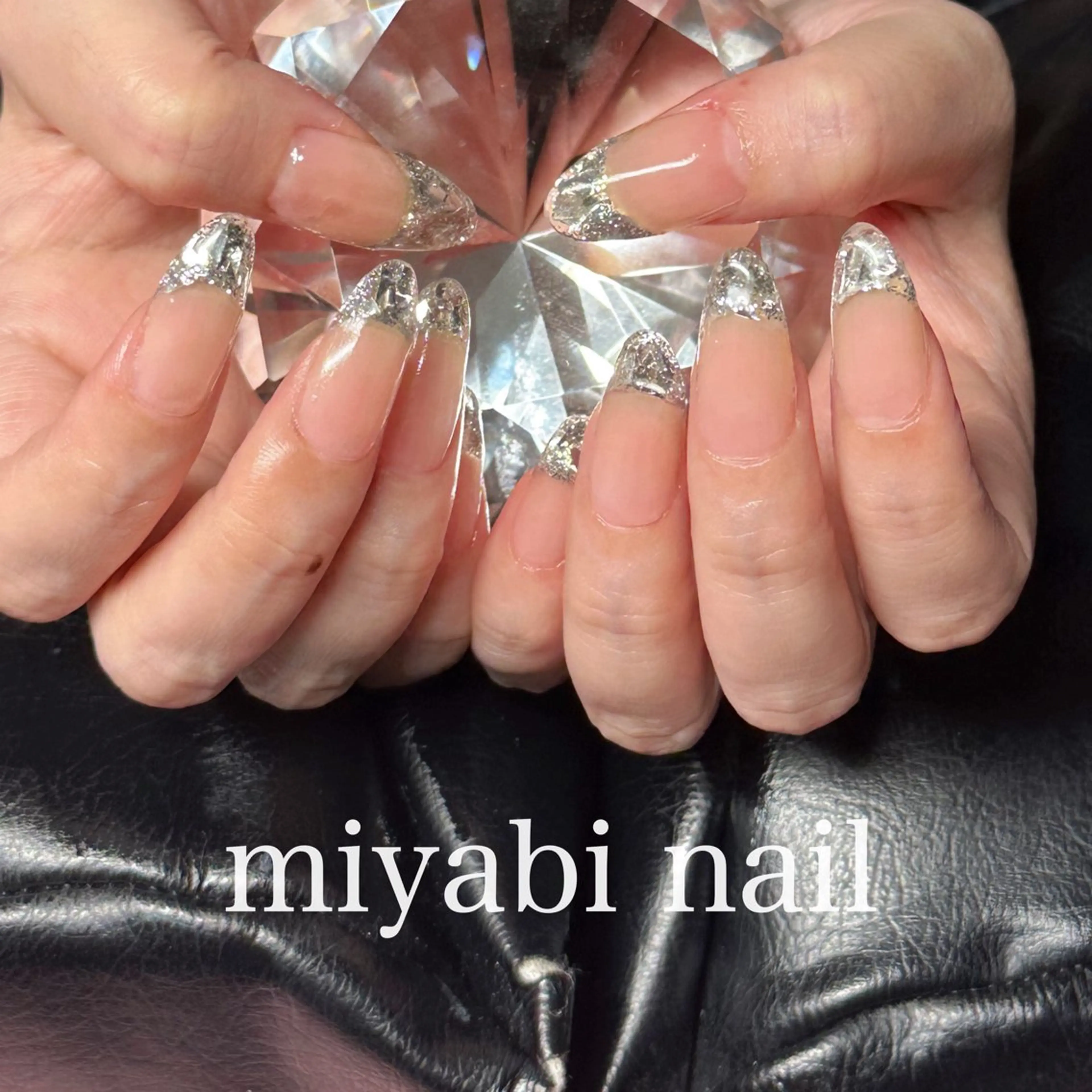 ネイル クリアネイル 長さ出し フレンチネイル ジェルネイル ガラスフレンチ ハンドネイル miyabi nail 桂川駅近くのネイルデザイン