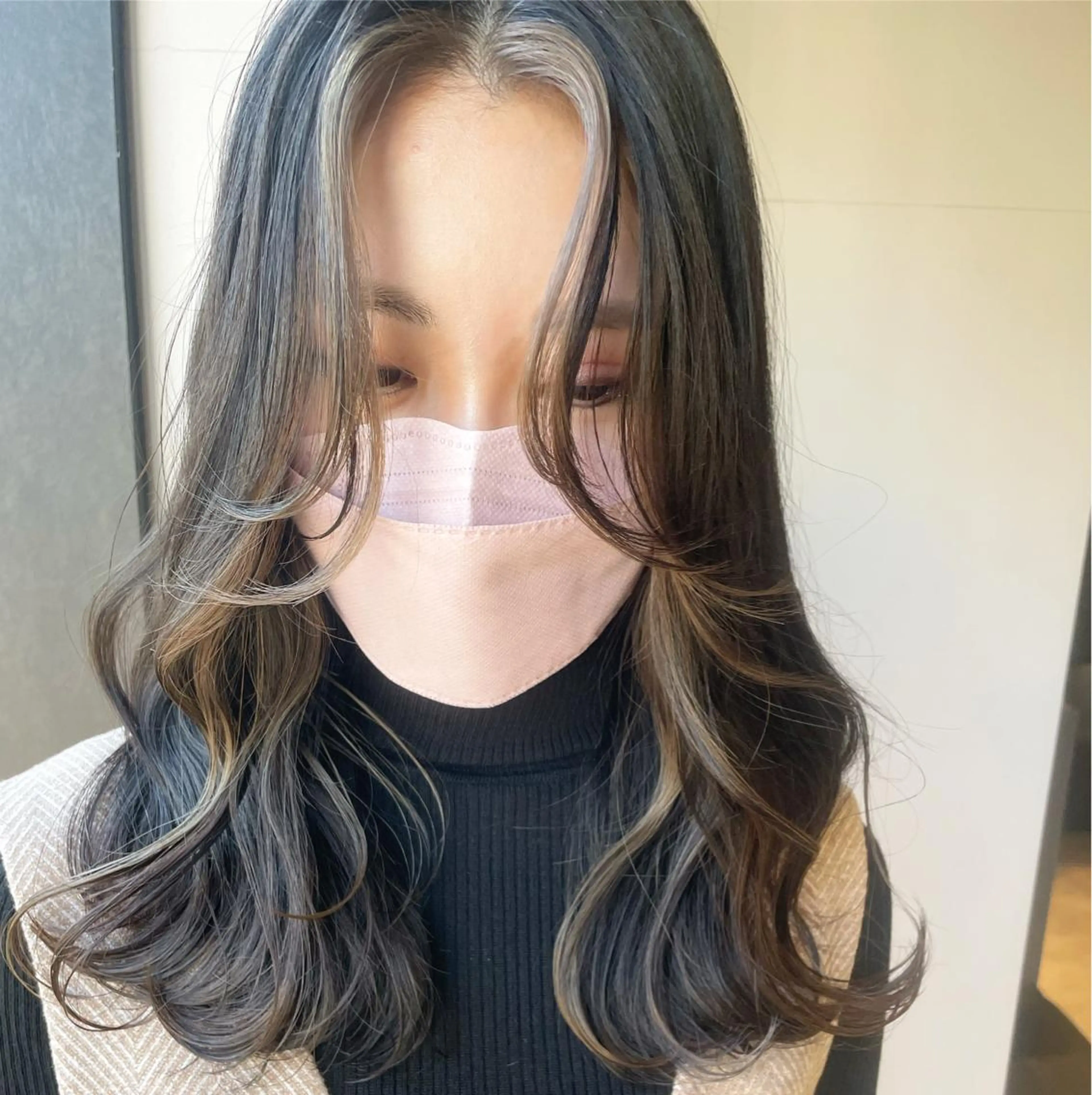 ミディアム カラー ミストバング  フェイスフレーミング ブリーチ👩‍🦳/ ‪✂︎MANAMIのヘアスタイル