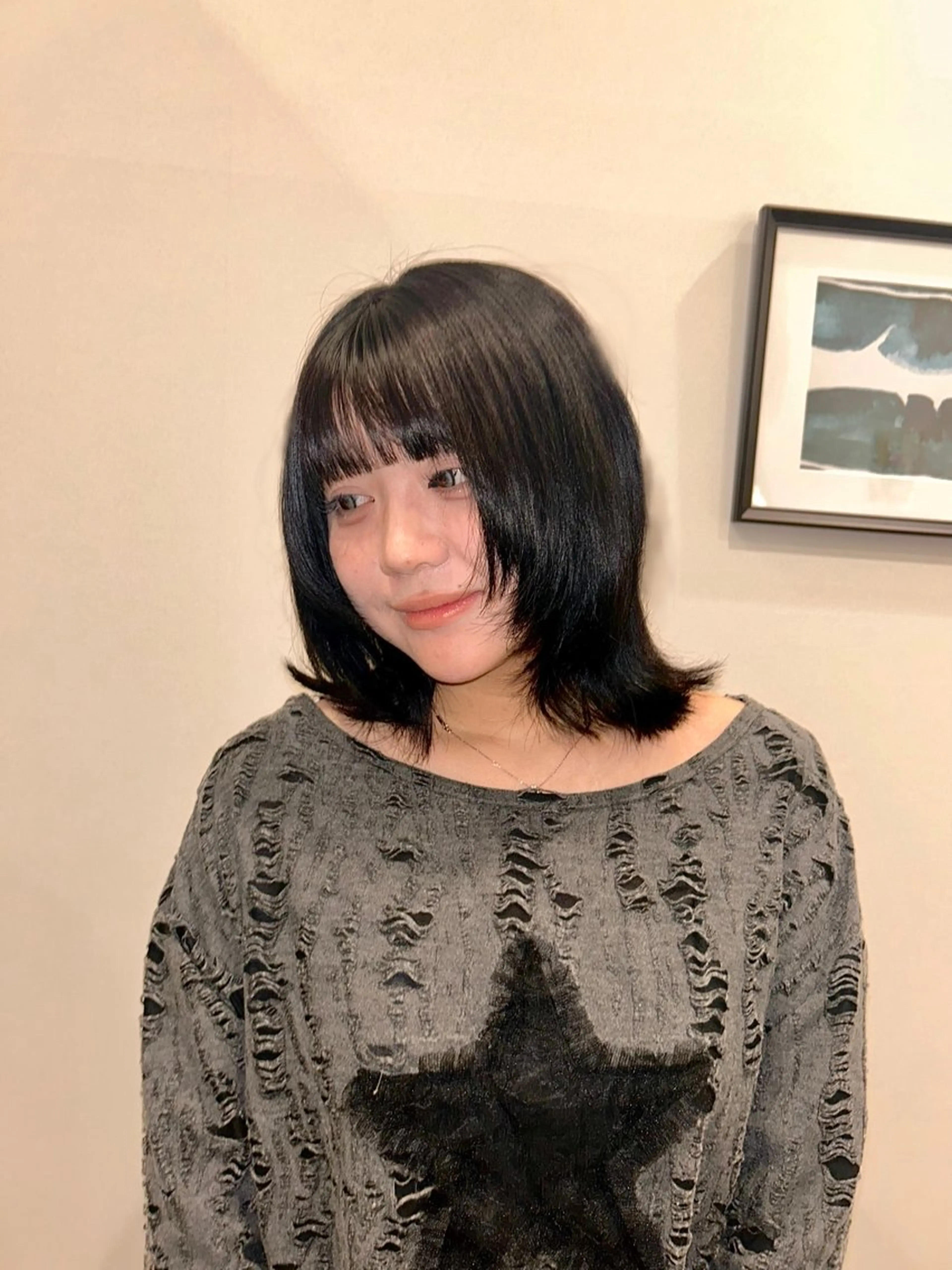 ミディアム 顔まわりレイヤー 顔周りカット レイヤーカット 無料カットカラー/ モデル募集💈市川春のヘアスタイル