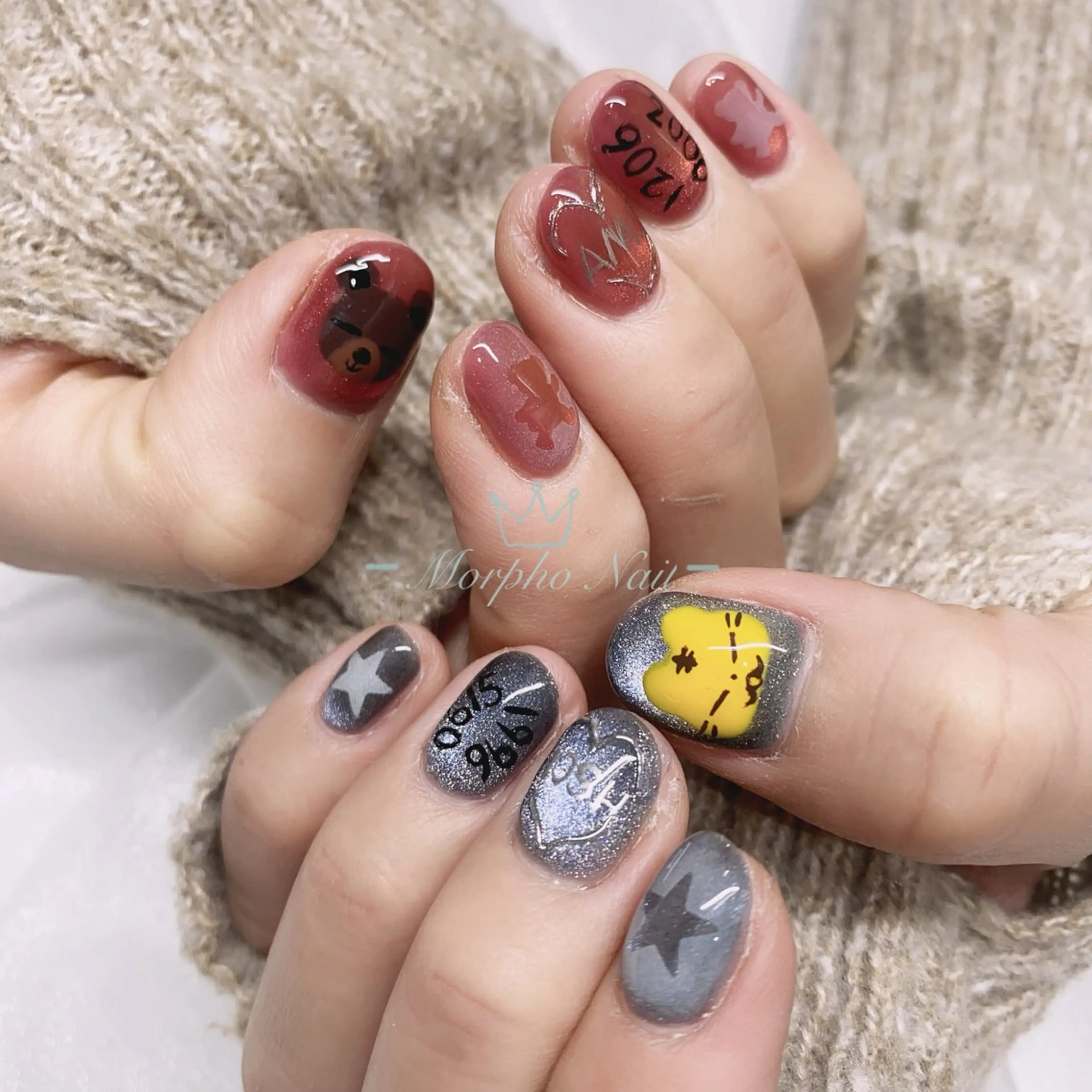 ネイル 長さ出し ジェルネイル キラキラネイル 大理石ネイル(マーブル) ニュアンスネイル Morpho nailのネイルデザイン