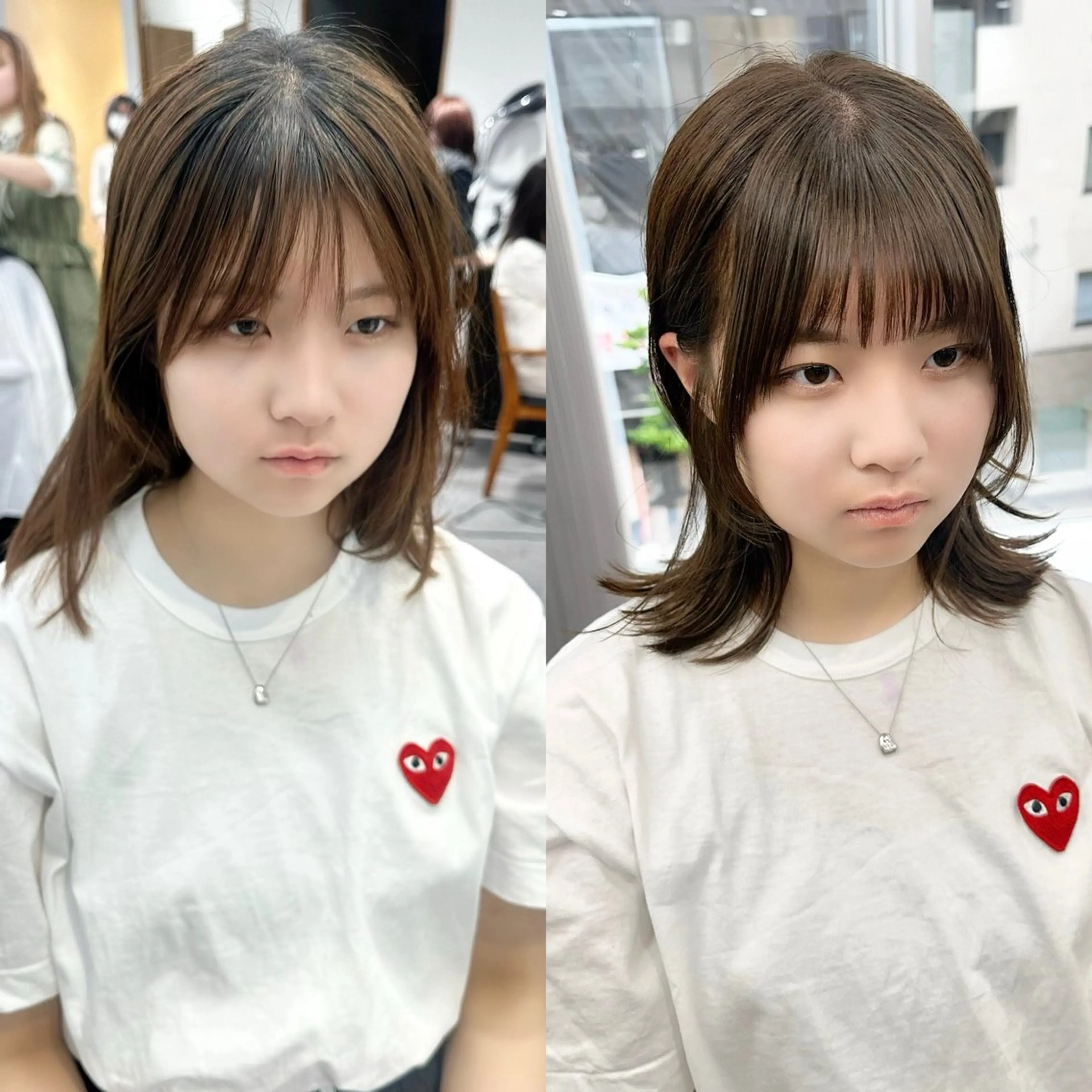 ミディアム カラー パーマ ヘアアレンジ メンズ キッズ カット 縮毛矯正 骨格レイヤーカット 🌿美髪縮毛矯正のヘアスタイル