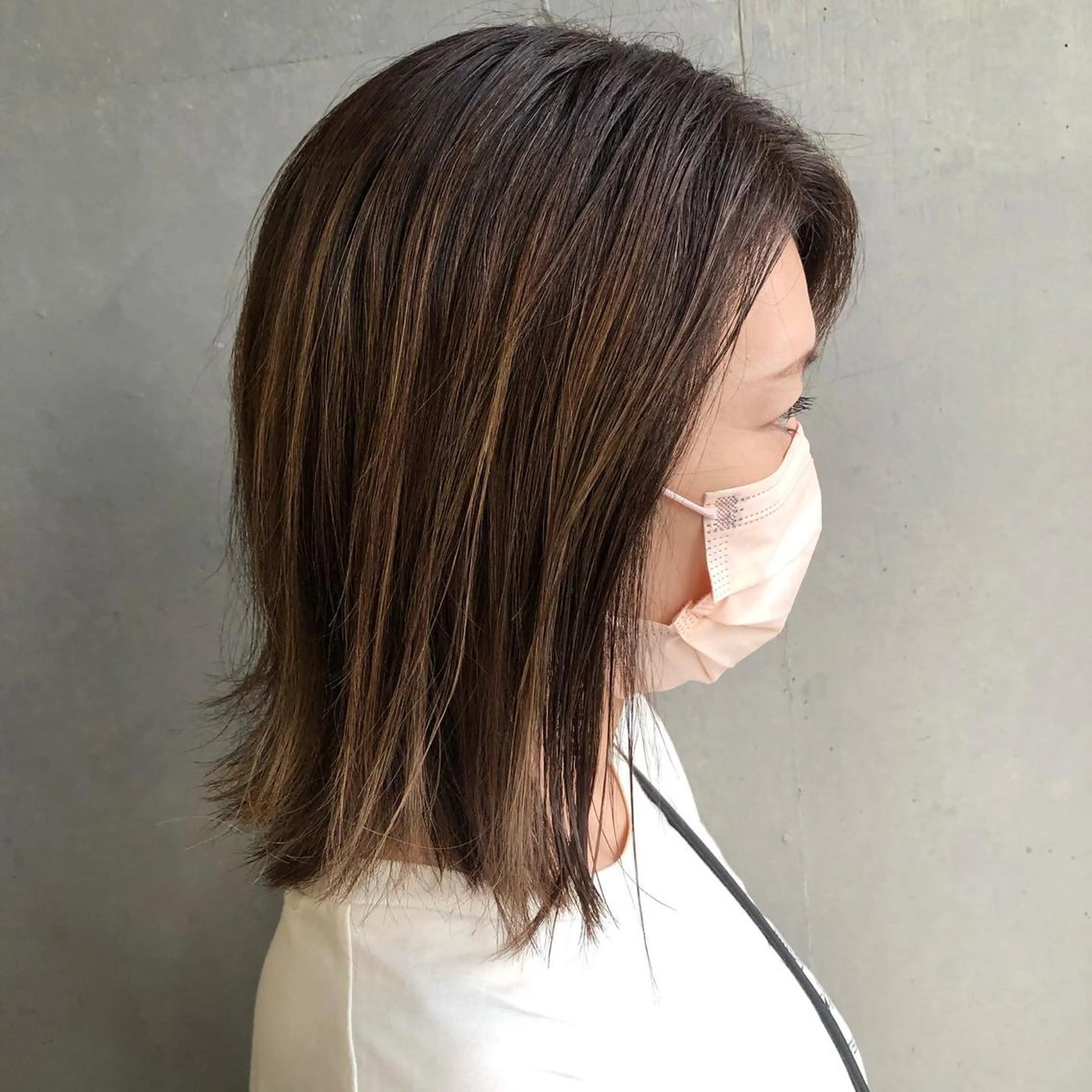 ミディアム ハイライト カット ヘアカラー トリートメント Glanz hair 坂牛匠のヘアスタイル