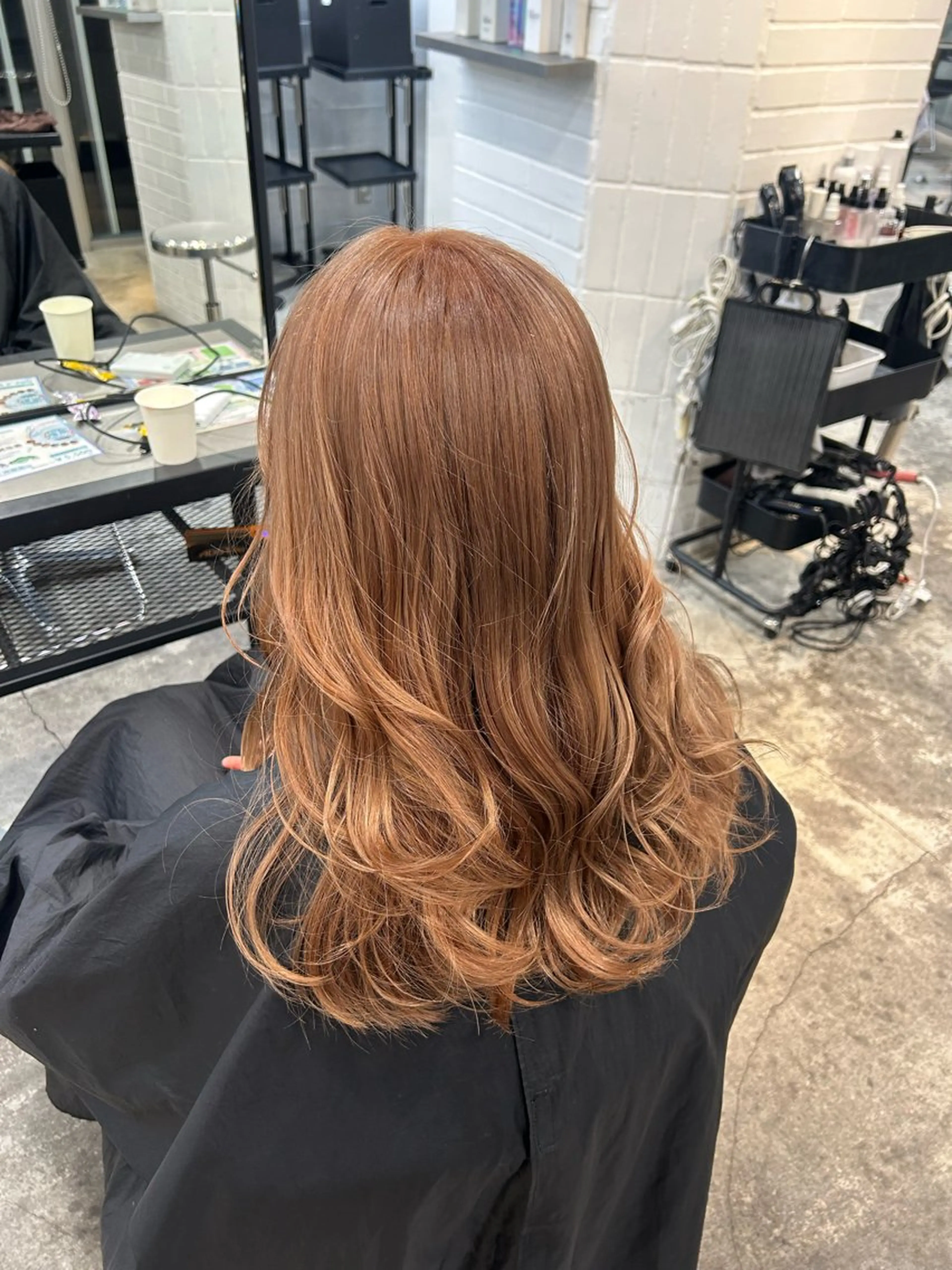 ミディアム カラー ヘアアレンジ ベージュカラー オレンジ オレンジベージュ ヘアカラー ブリーチ 🎀 エクステ ♡さや♡のヘアスタイル