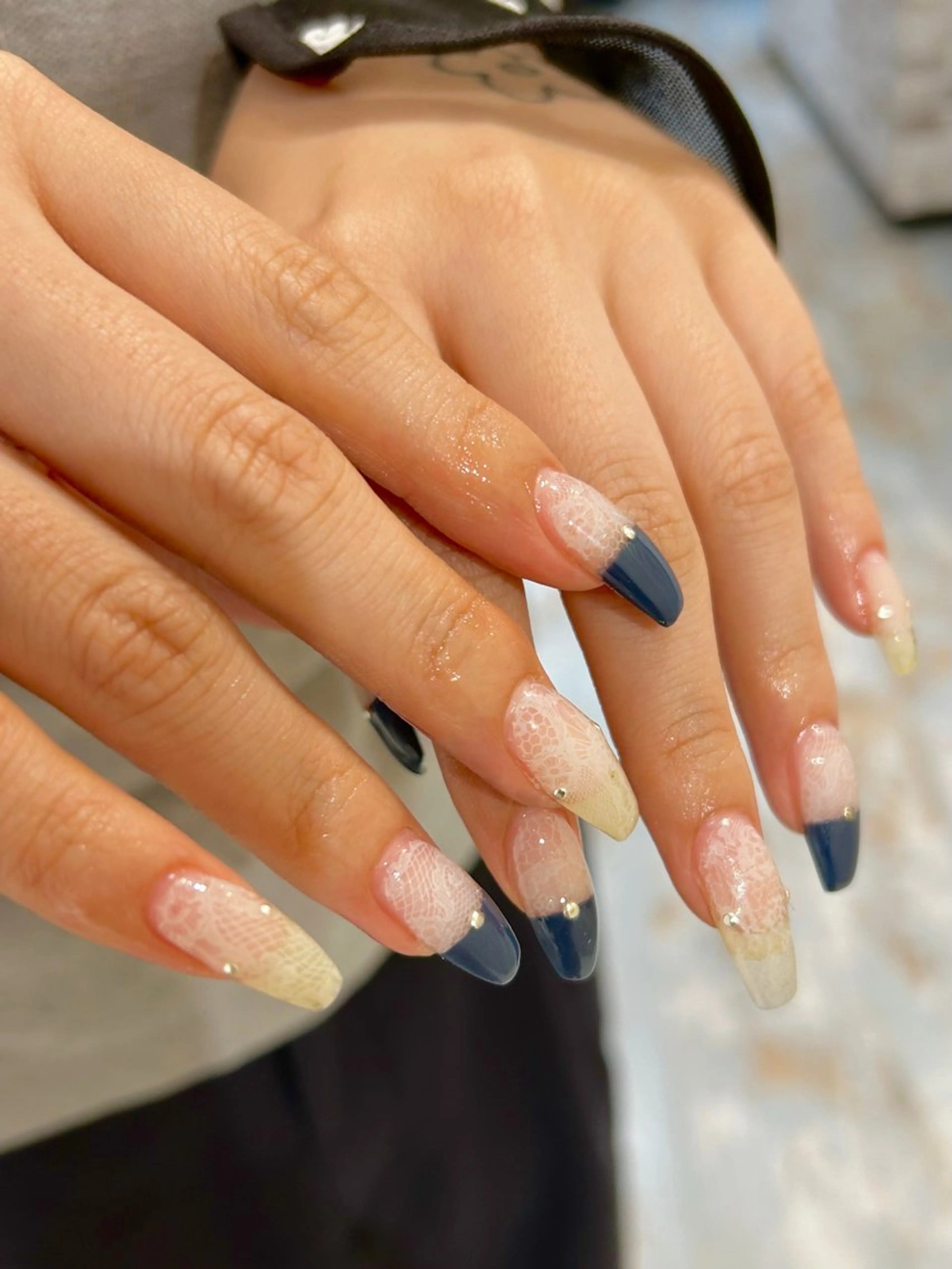 ネイル レース オフィスネイル 春ネイル ハンドネイル Lily nailのネイルデザイン