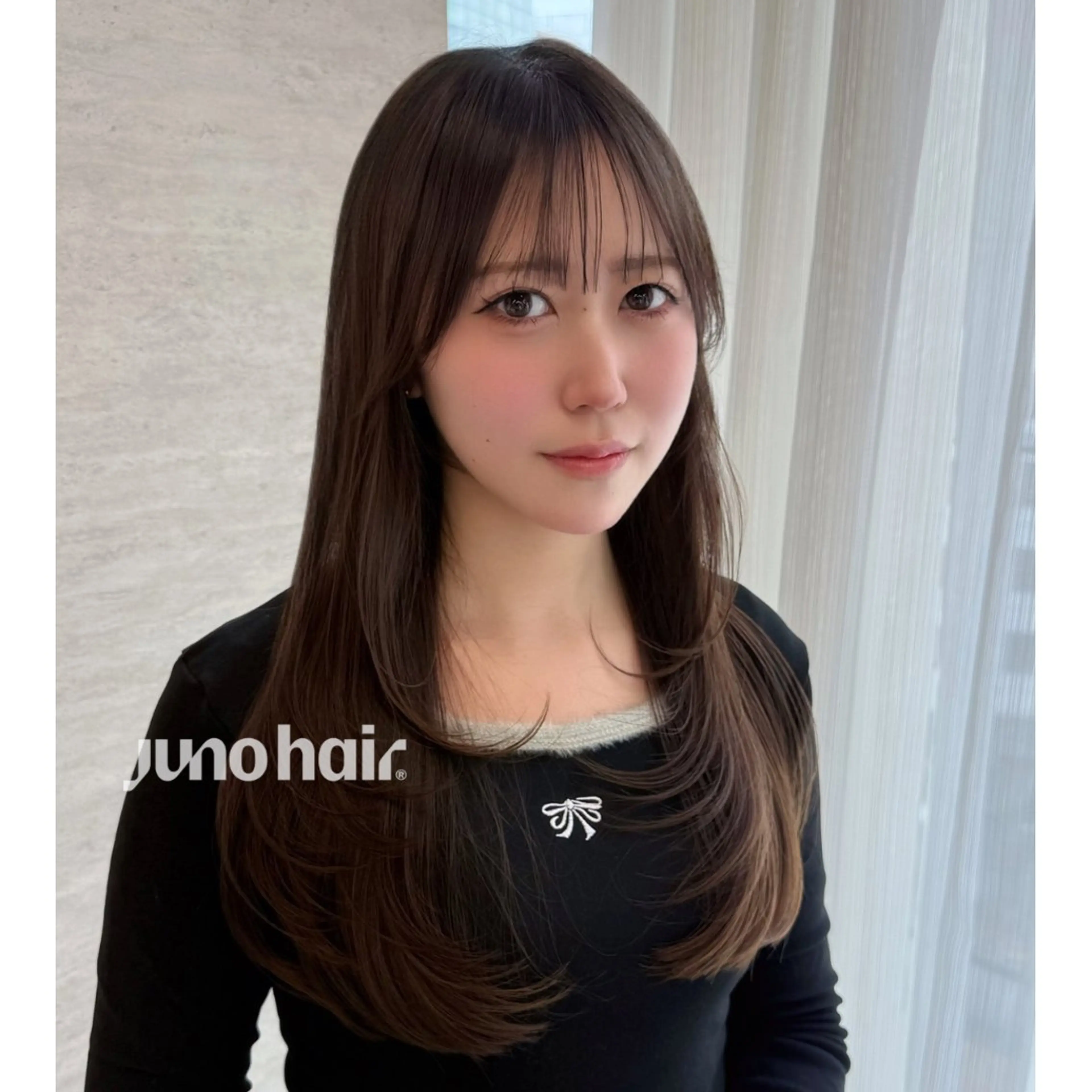 ロング カラー レイヤーカット ロング 小顔カット カット ヘアカラー 韓国レイヤー🪽 無重力パーマナツキのヘアスタイル