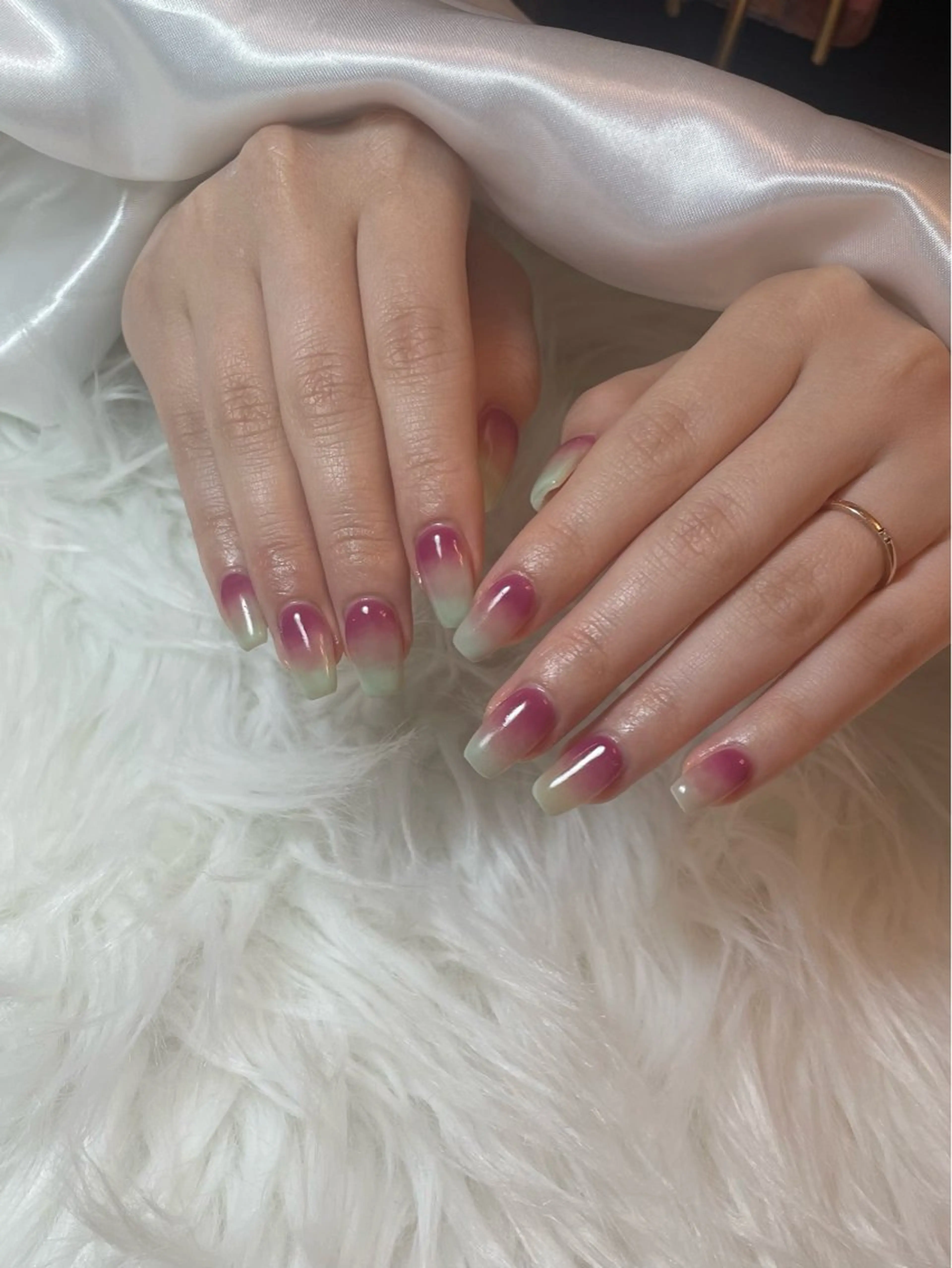 ネイル ブルー フレンチネイル キラキラネイル マグネットネイル シンプルネイル ハンドネイル timtam --sakiのネイルデザイン