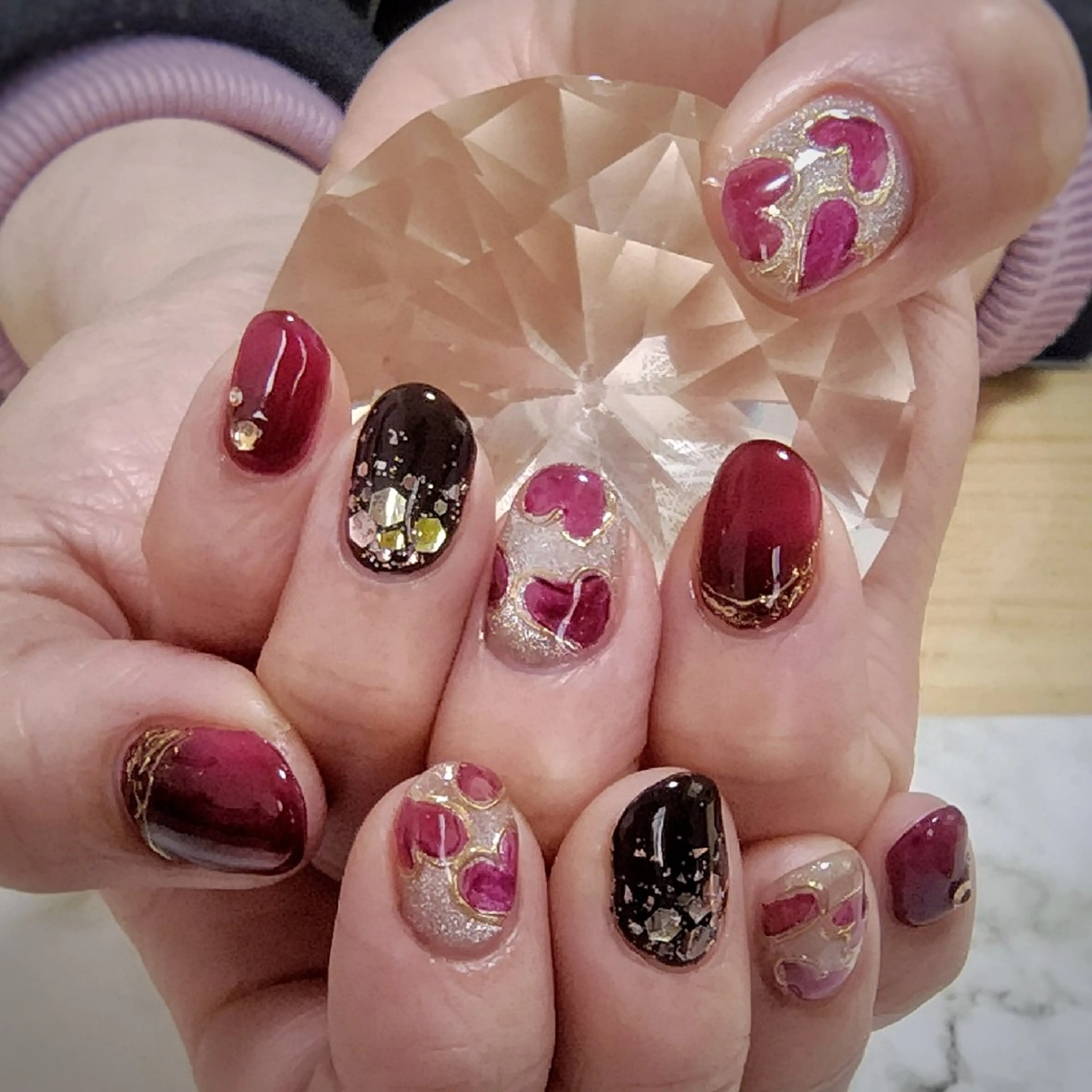 ネイル ハート 赤色 ハンドネイル 池元 真由美のネイルデザイン