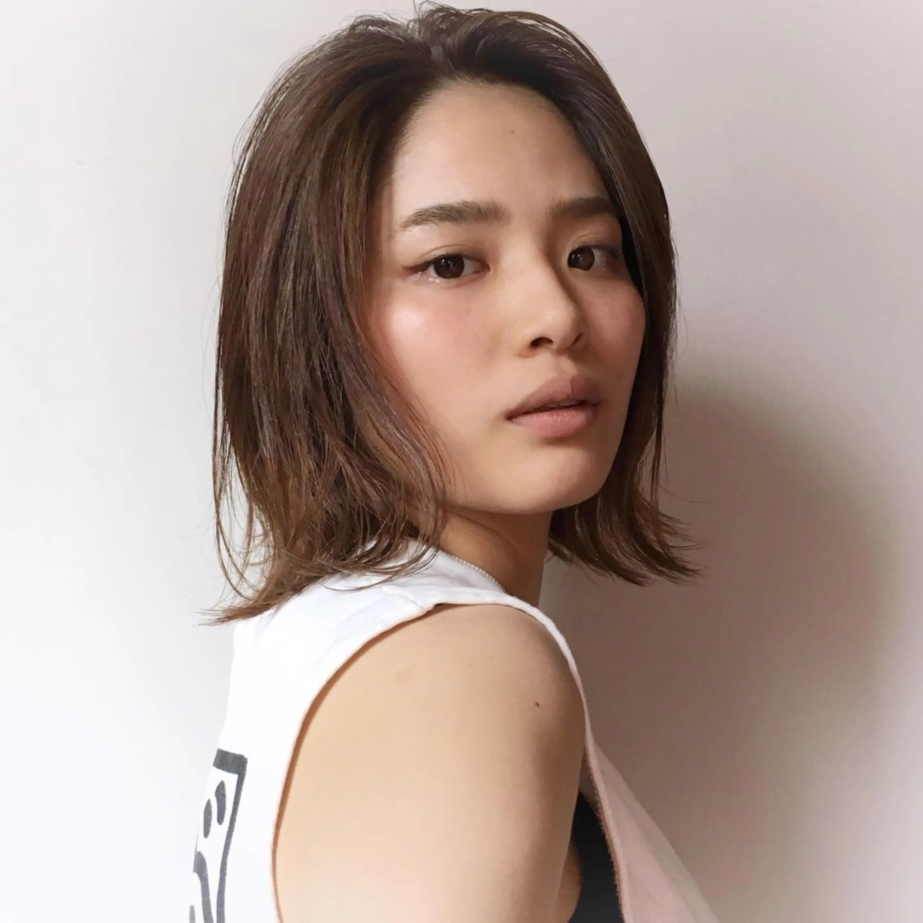 ショート ヘアアレンジ ボブ ハイライト 薬院:今泉/上川美幸 ボブ/顔周りレイヤーのヘアスタイル