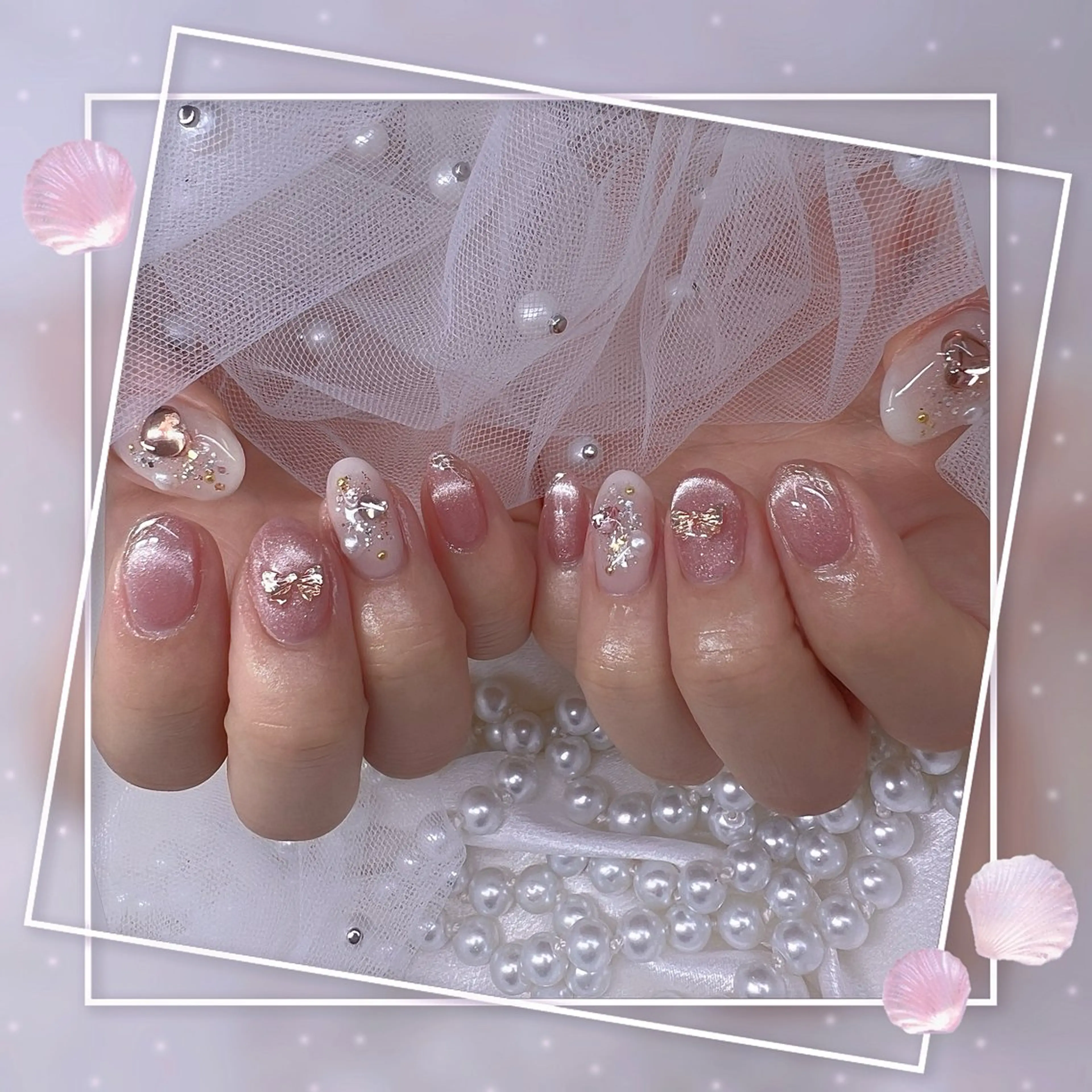 ネイル チークネイル フレンチネイル グラデーション マグネットネイル マグネットフレンチ ハンドネイル Chill Nailsalonのネイルデザイン