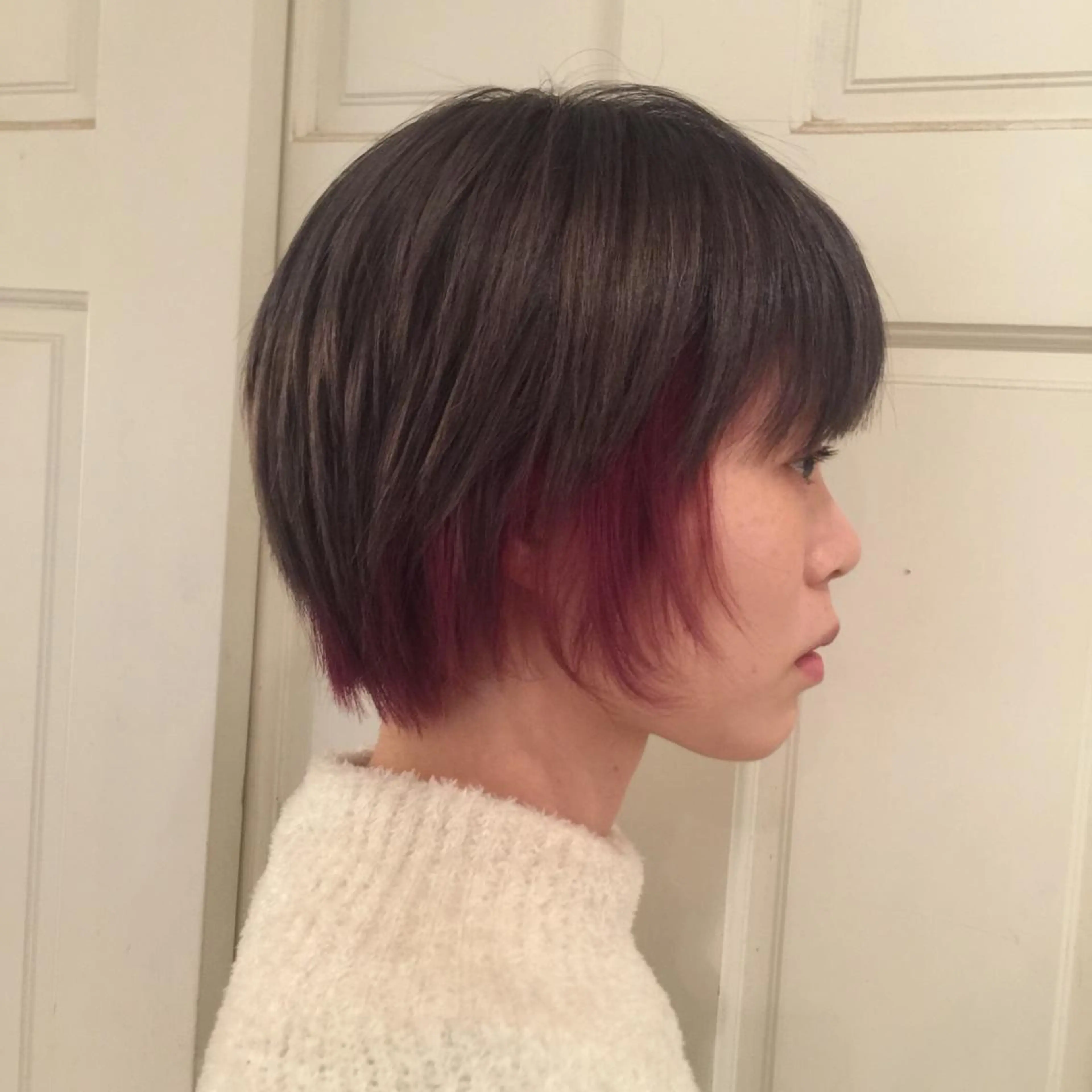 ショート カラー アッシュ インナーカラー ピンクカラー ピンクアッシュ ショートヘア ホワイト&レイヤーカ ットエクステ長畠俊輔のヘアスタイル