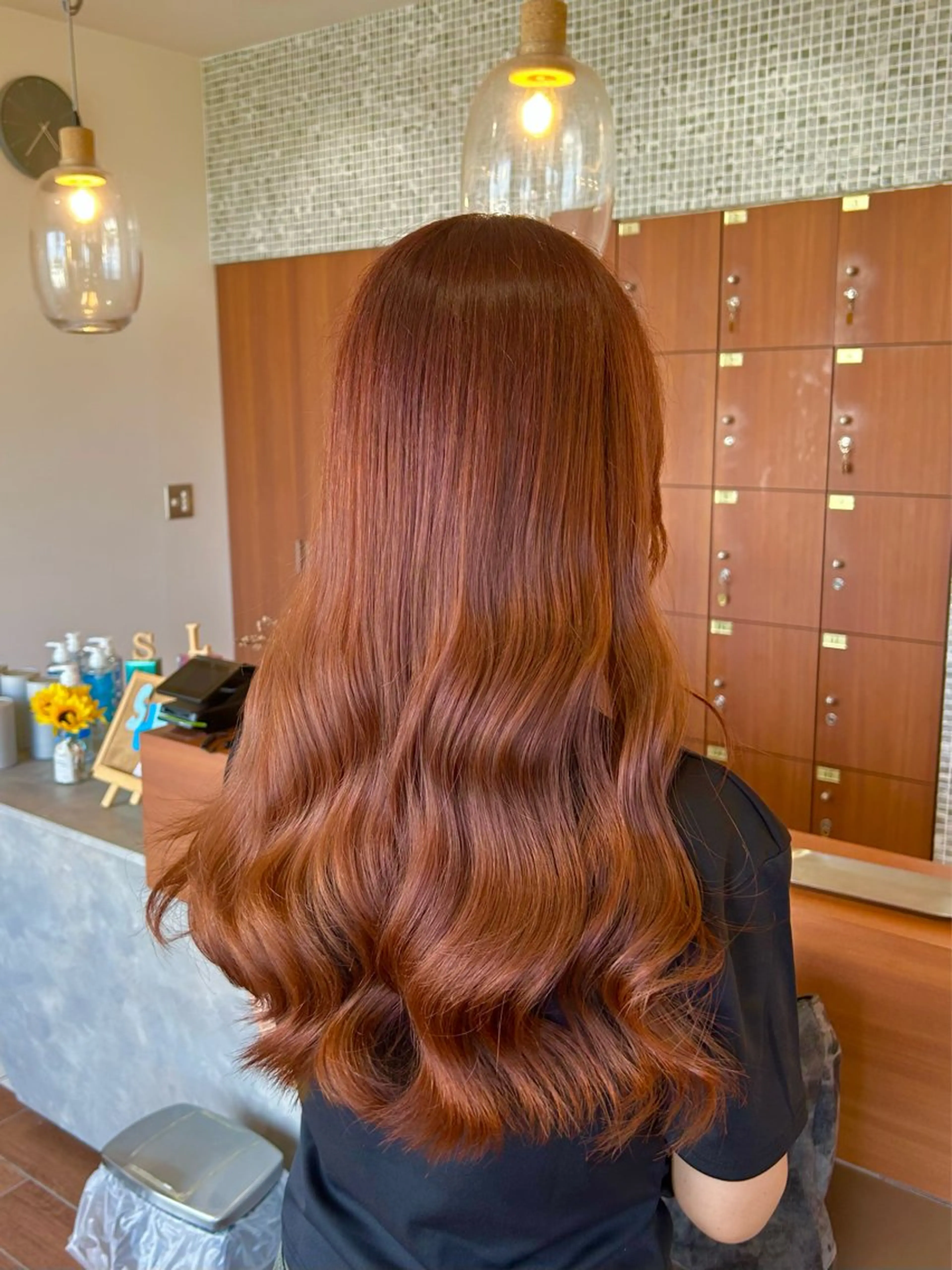 セミロング オレンジブラウン トリートメント ヘアカラー トップスタイリスト 林すずかのヘアスタイル