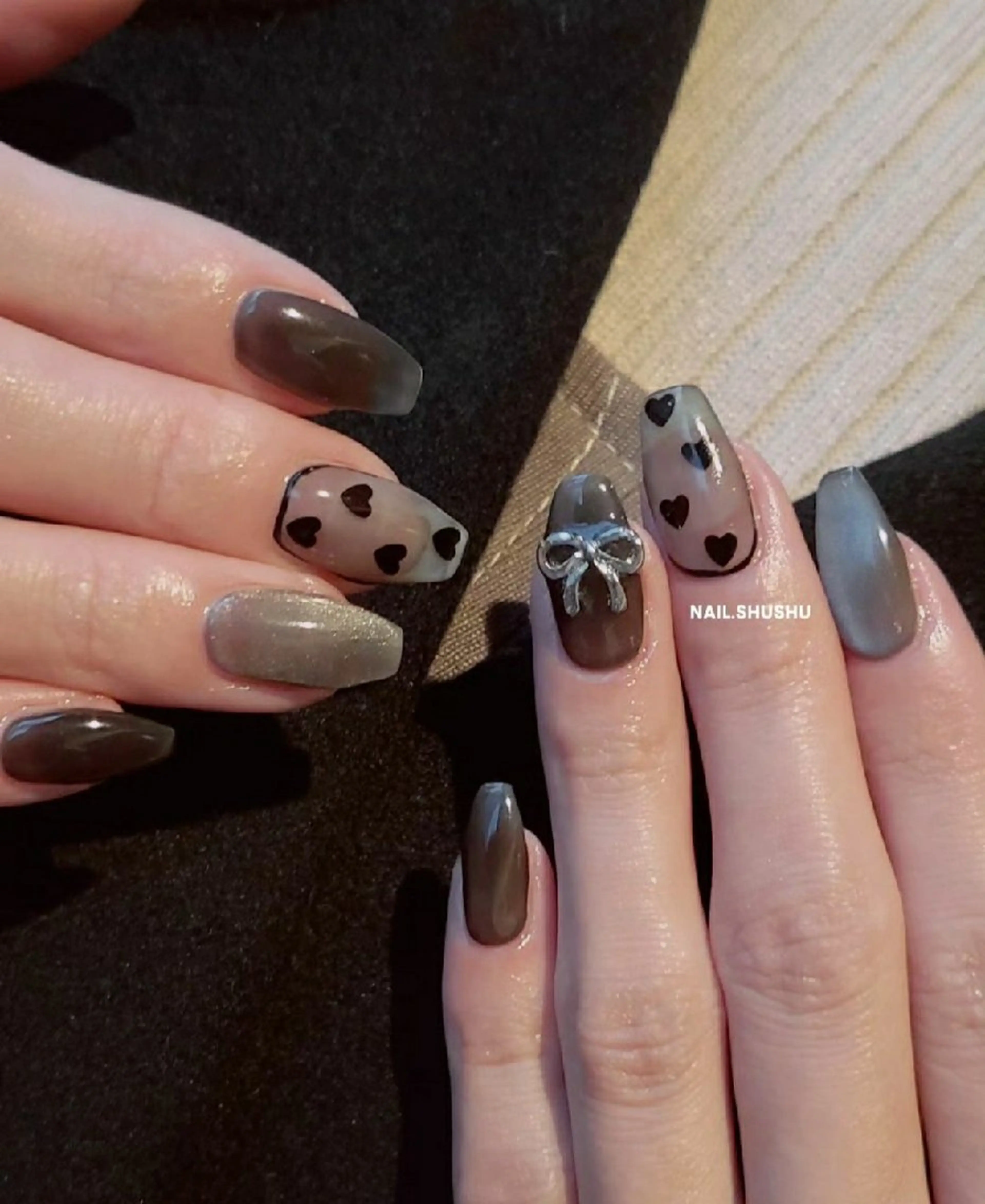 ネイル 持ち込み ニュアンスネイル ワンカラーネイル シンプルネイル 春ネイル ハンドネイル 3dパーツ/流行り 👧shushu❤️のネイルデザイン