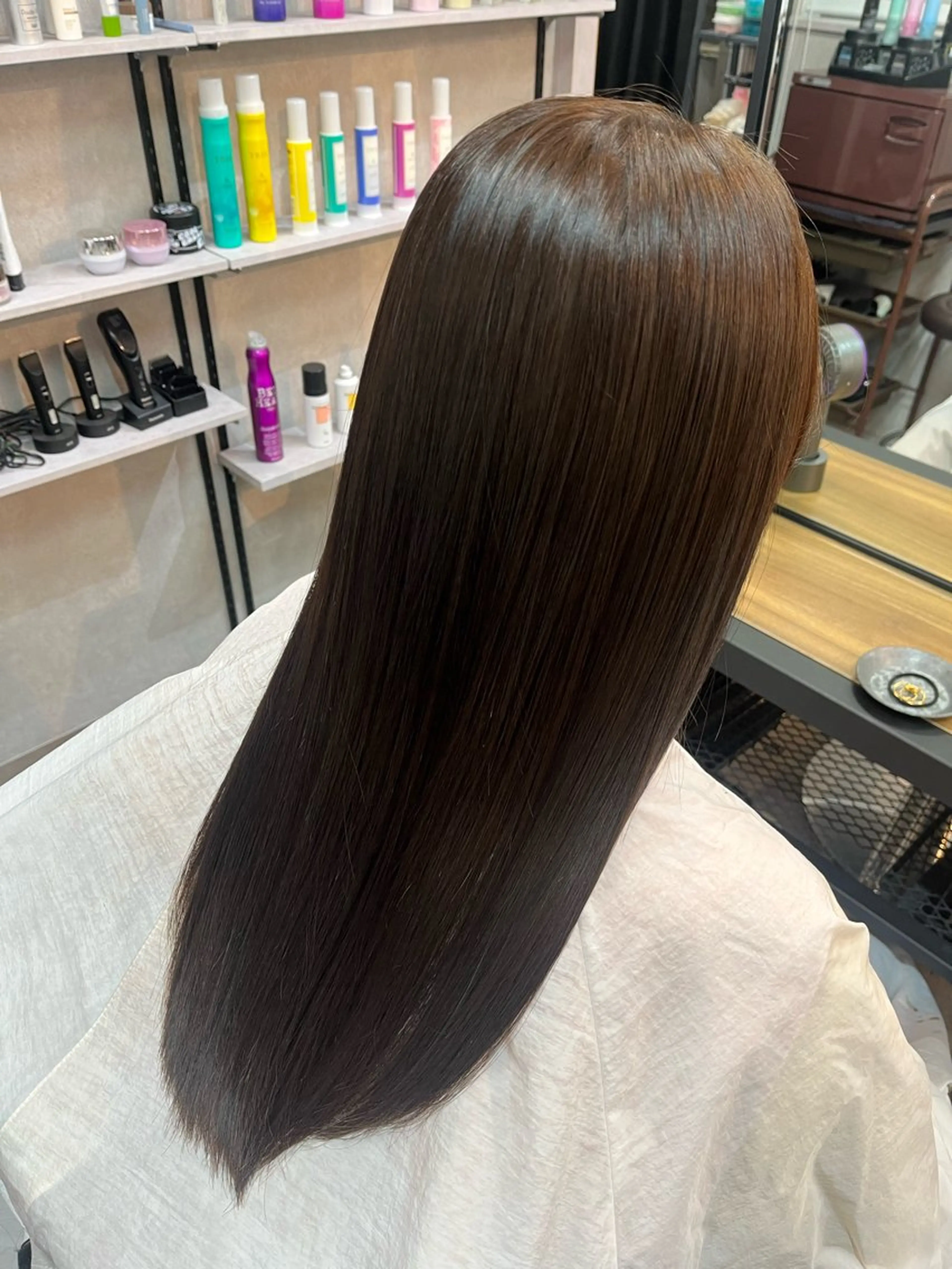 セミロング ヘアアレンジ 髪質改善 トリートメント ere 代々木公園所属・みほ/ニュアンス/ モード/艶カラーのヘアスタイル