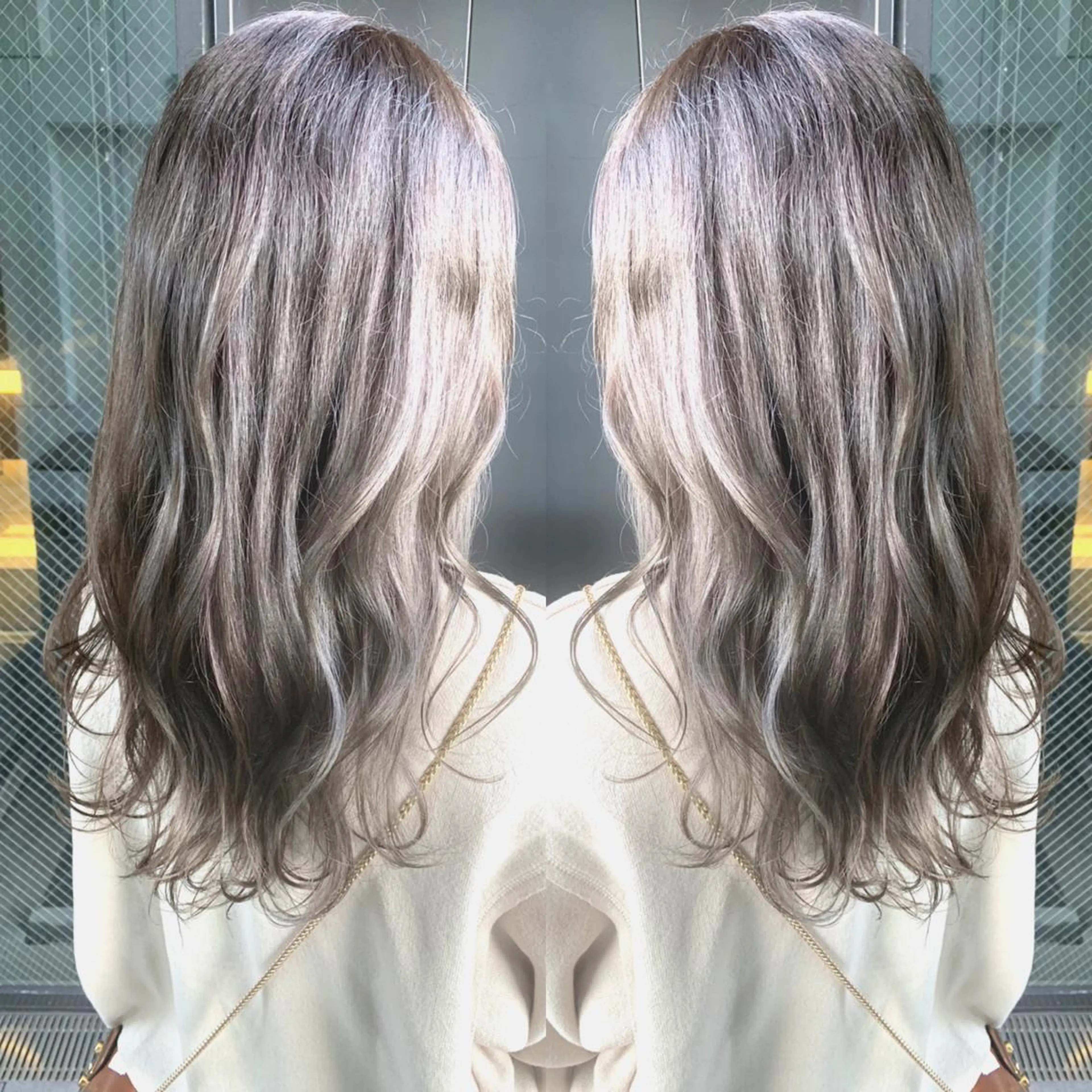 セミロング カラー ヘアアレンジ ブリーチ ケアブリーチ Merci メルシー 福岡、今泉のヘアスタイル