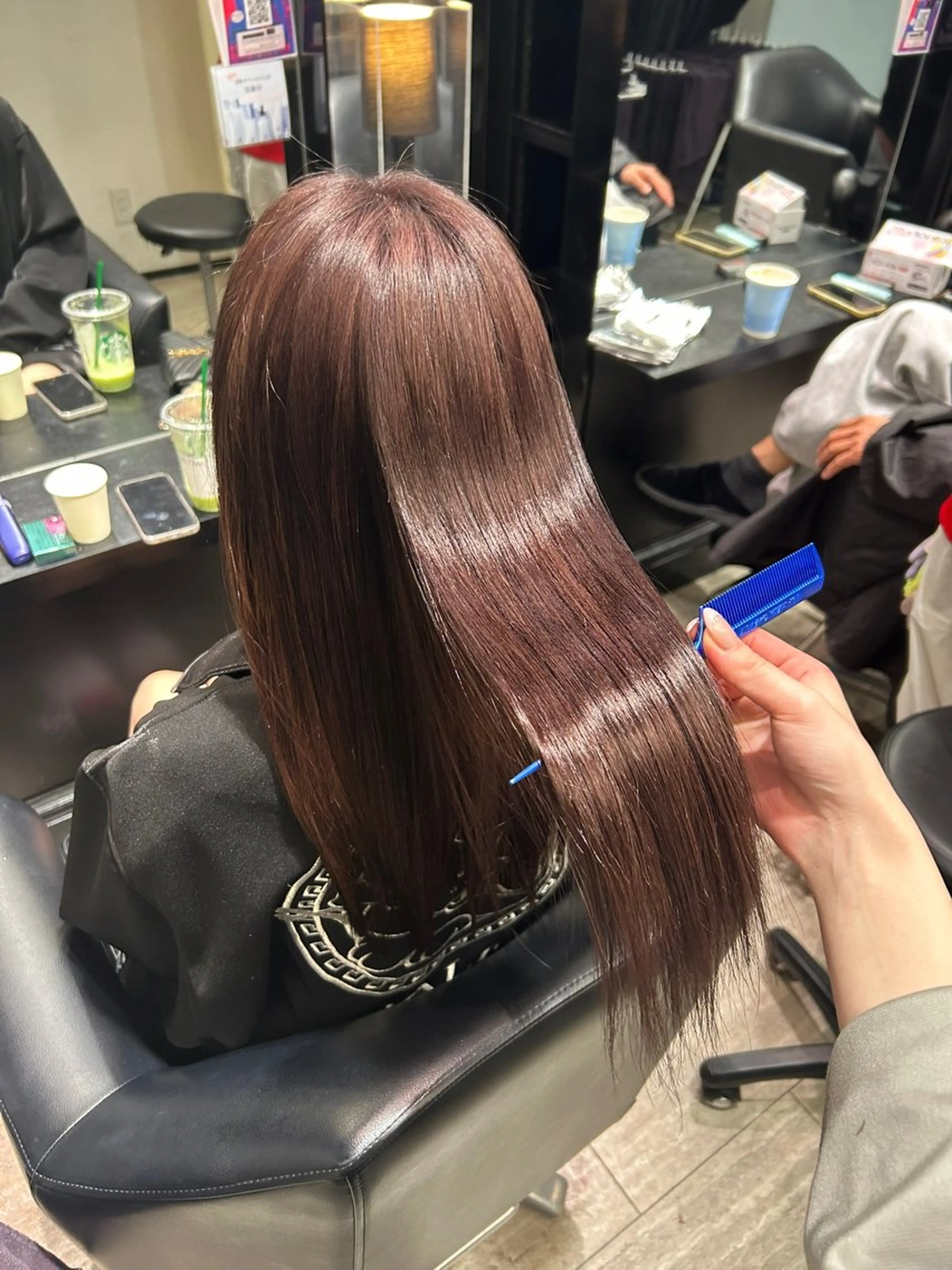 セミロング ピンクブラウン ヘアカラー トリートメント ishizuka toaのヘアスタイル