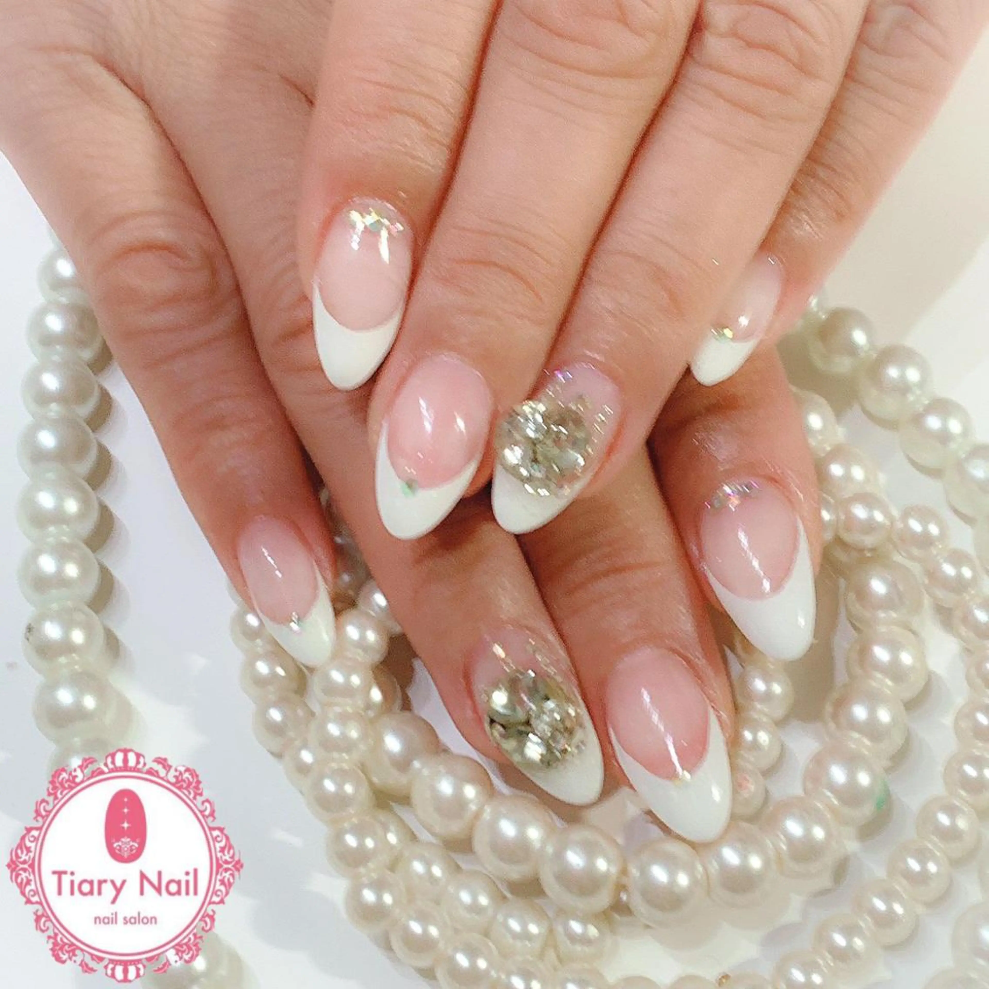 ネイル 桜ネイル クリアネイル フットネイル ジェルネイル キラキラネイル ハンドネイル 💗🪽Tiary Nail🪽💗のネイルデザイン