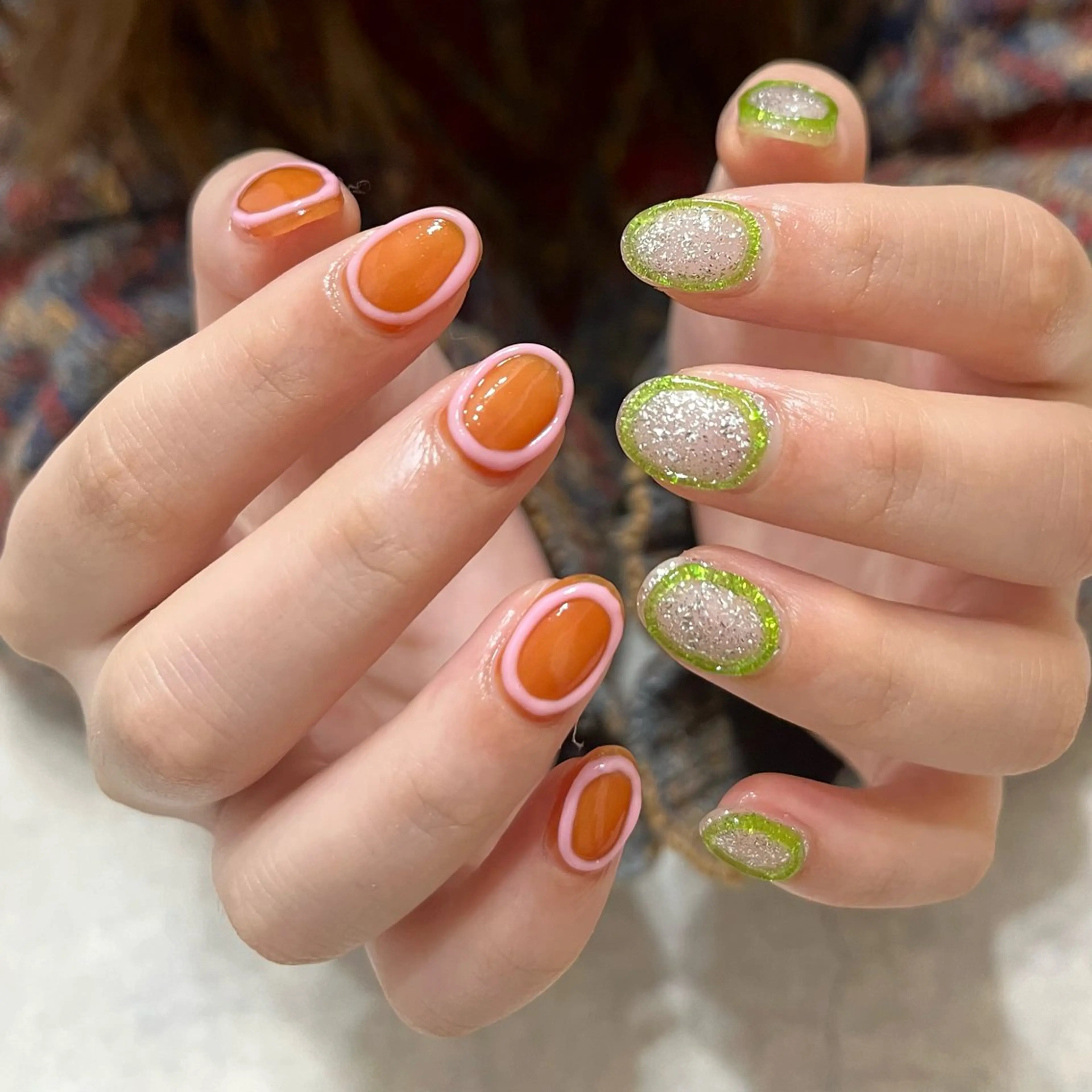 ネイル グリーン ぷっくりネイル ハンドネイル vegh.所属・vegh. nail／阿波座のネイルデザイン