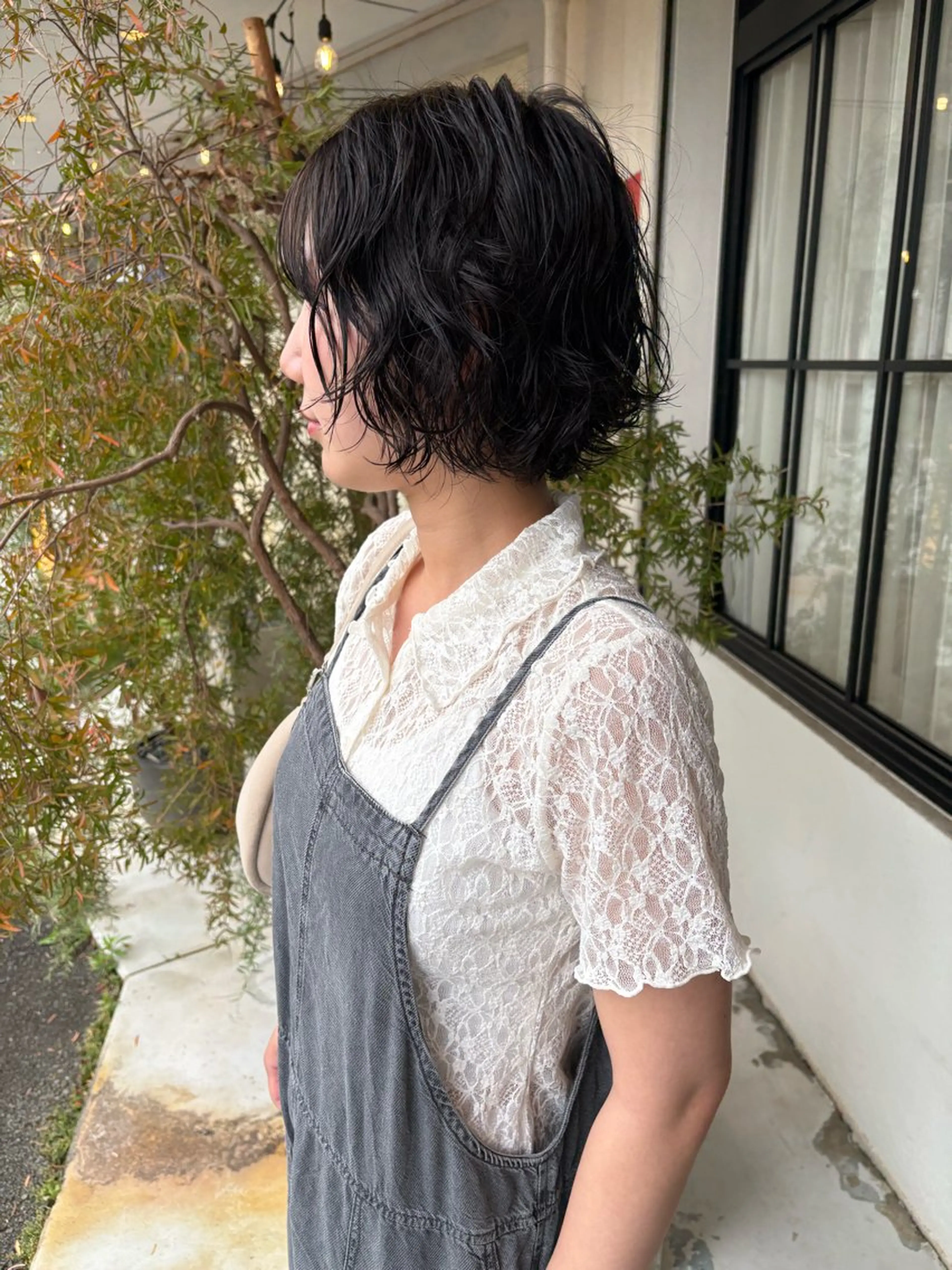 ミディアム パーマ カット パーマ 和泉市フルール 古賀　薫のヘアスタイル