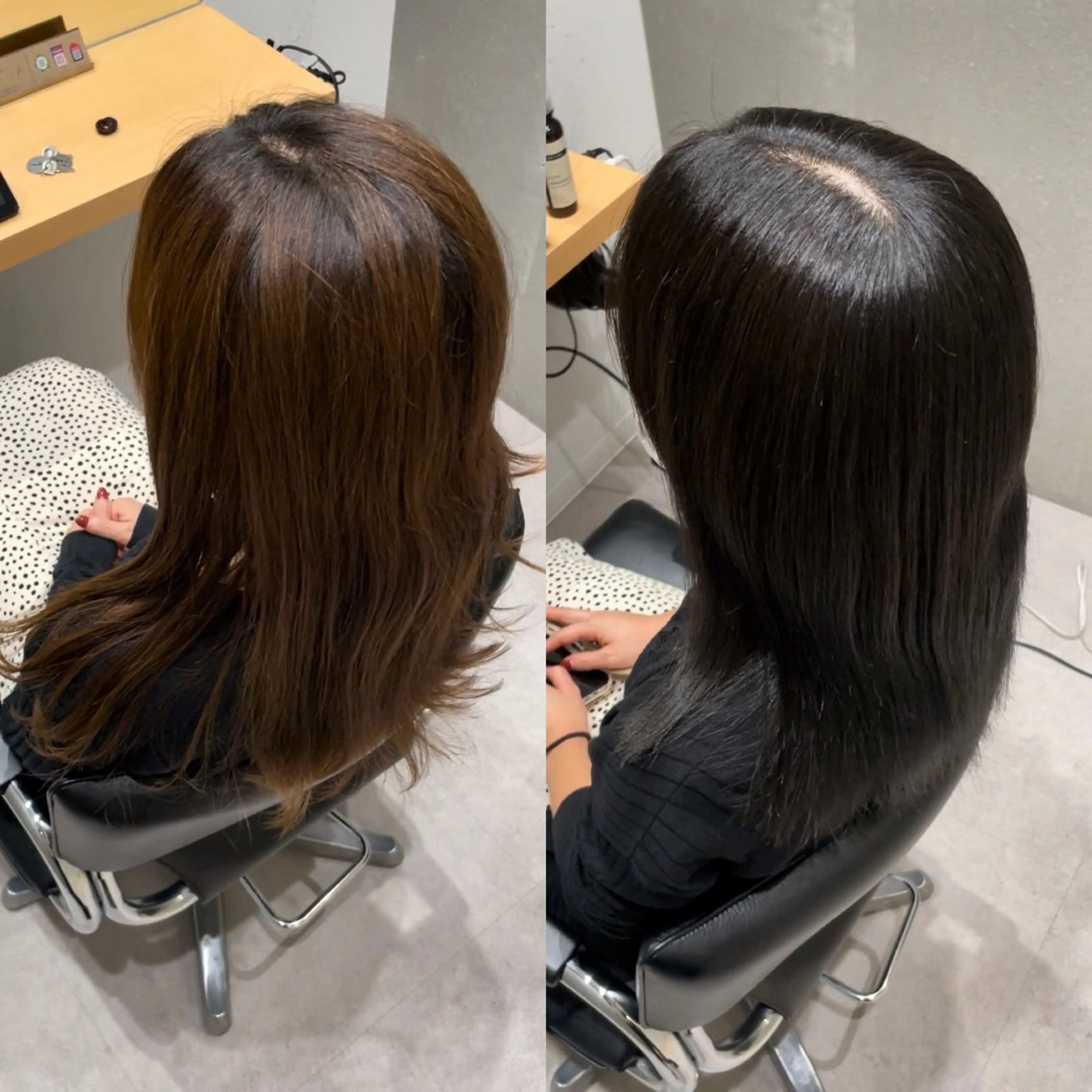 セミロング カラー アディクシーカラー 透明感カラー エドルカラー グレージュ トリートメント 髪質改善ヘアケア 艶髪特化/上田のヘアスタイル