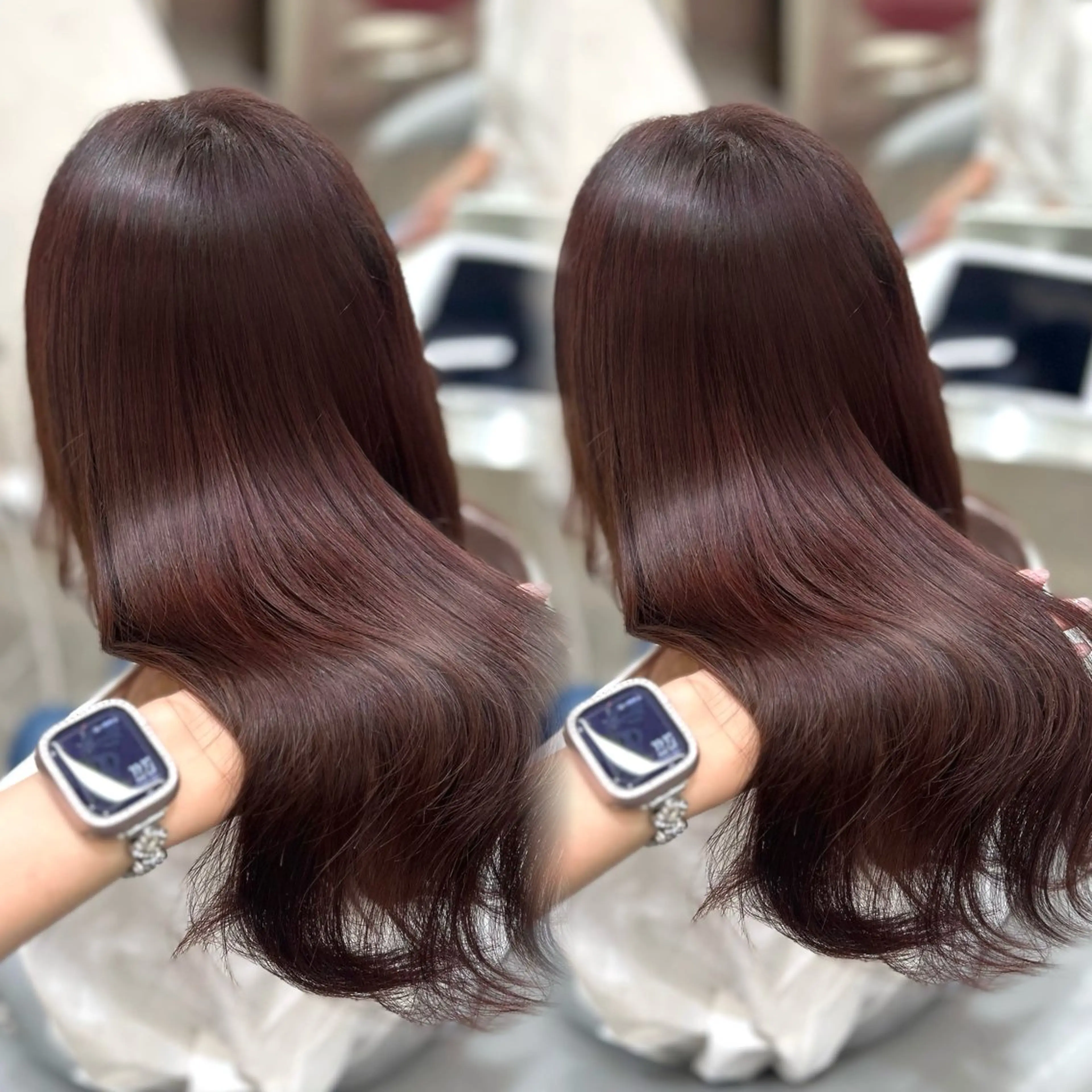 セミロング カラー ブラウンカラー 透明感カラー ピンクカラー ピンクブラウン ヘアカラー 💘Rei💘新宿/ アレンジ/艶カラーのヘアスタイル