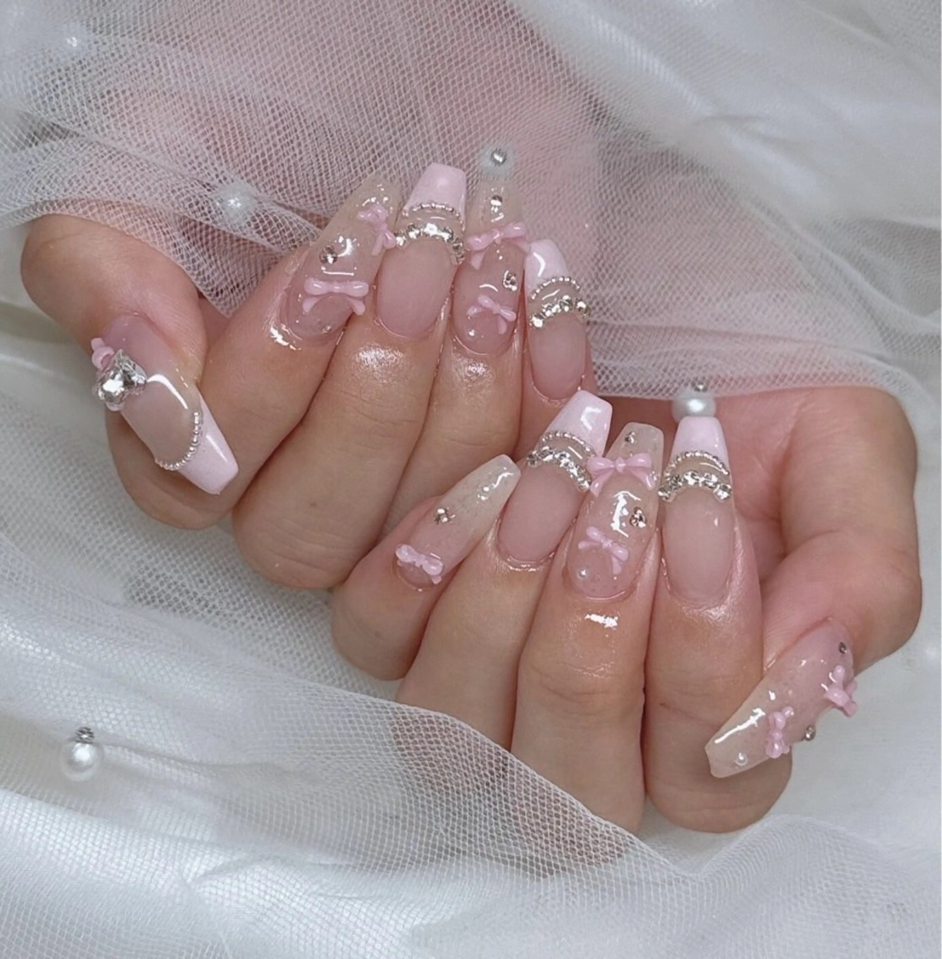 ネイル グラデーション ロングネイル 持ち込み ハンドネイル MIYU．nail Mariaのネイルデザイン