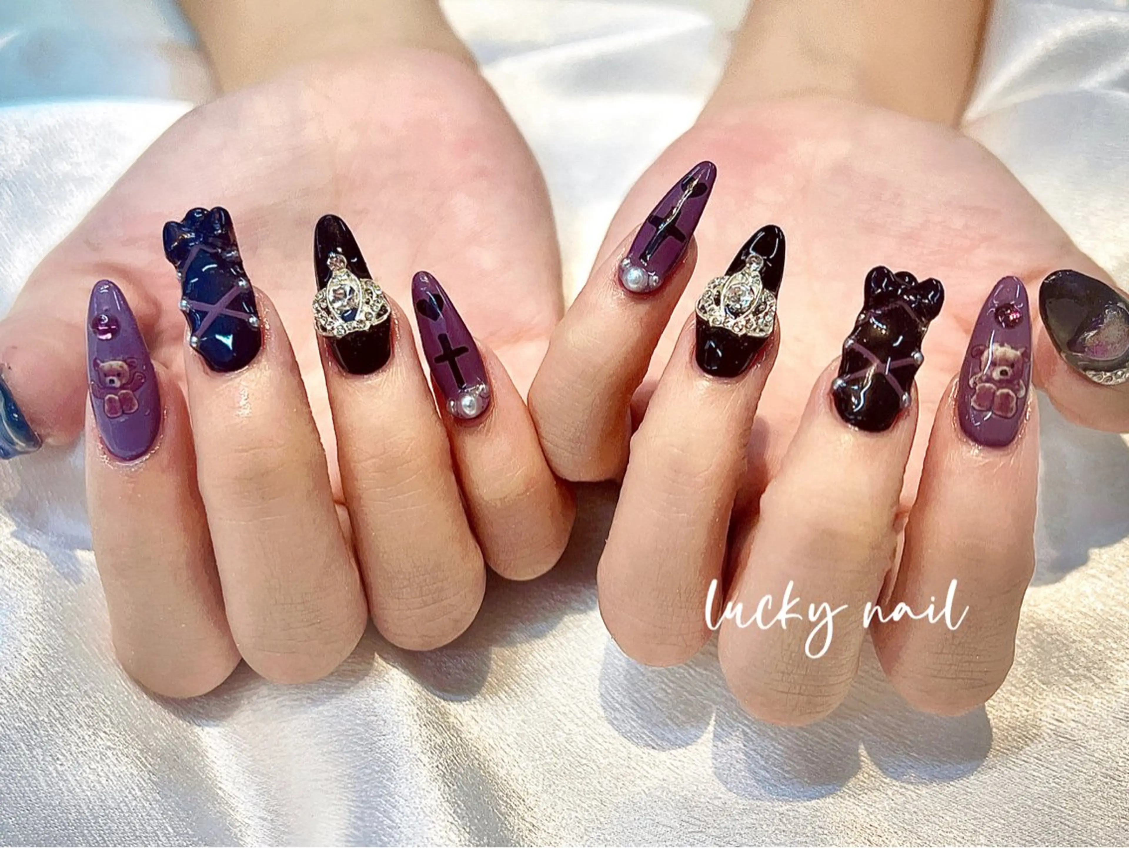 ネイル チークネイル 長さ出し ジェルネイル マグネットネイル 持ち込み ハンドネイル ハンドケア ラッキーネイルサロン 西川口東口店のネイルデザイン