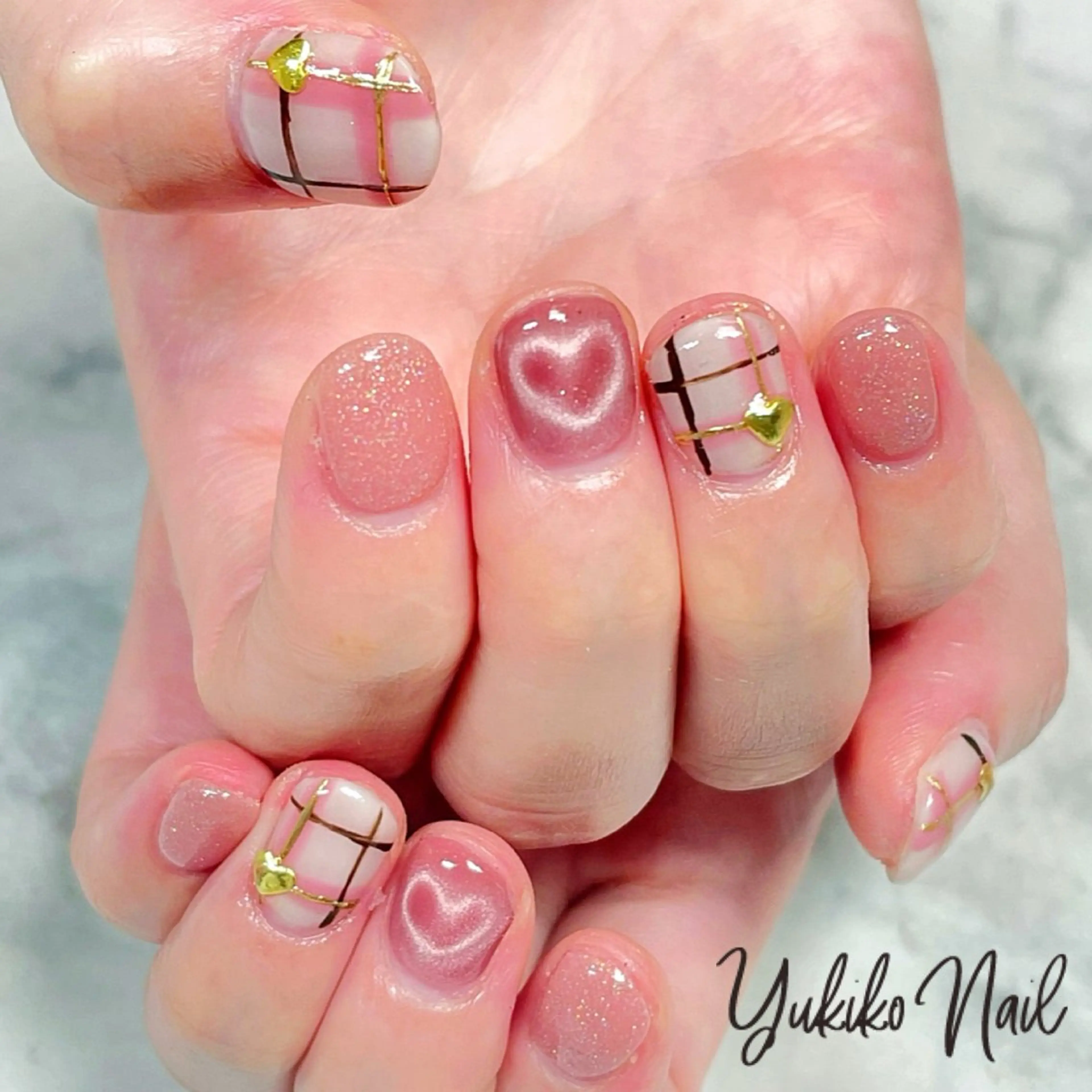 ネイル ハート マグネットネイル ハンドネイル ユキコ ネイルのネイルデザイン