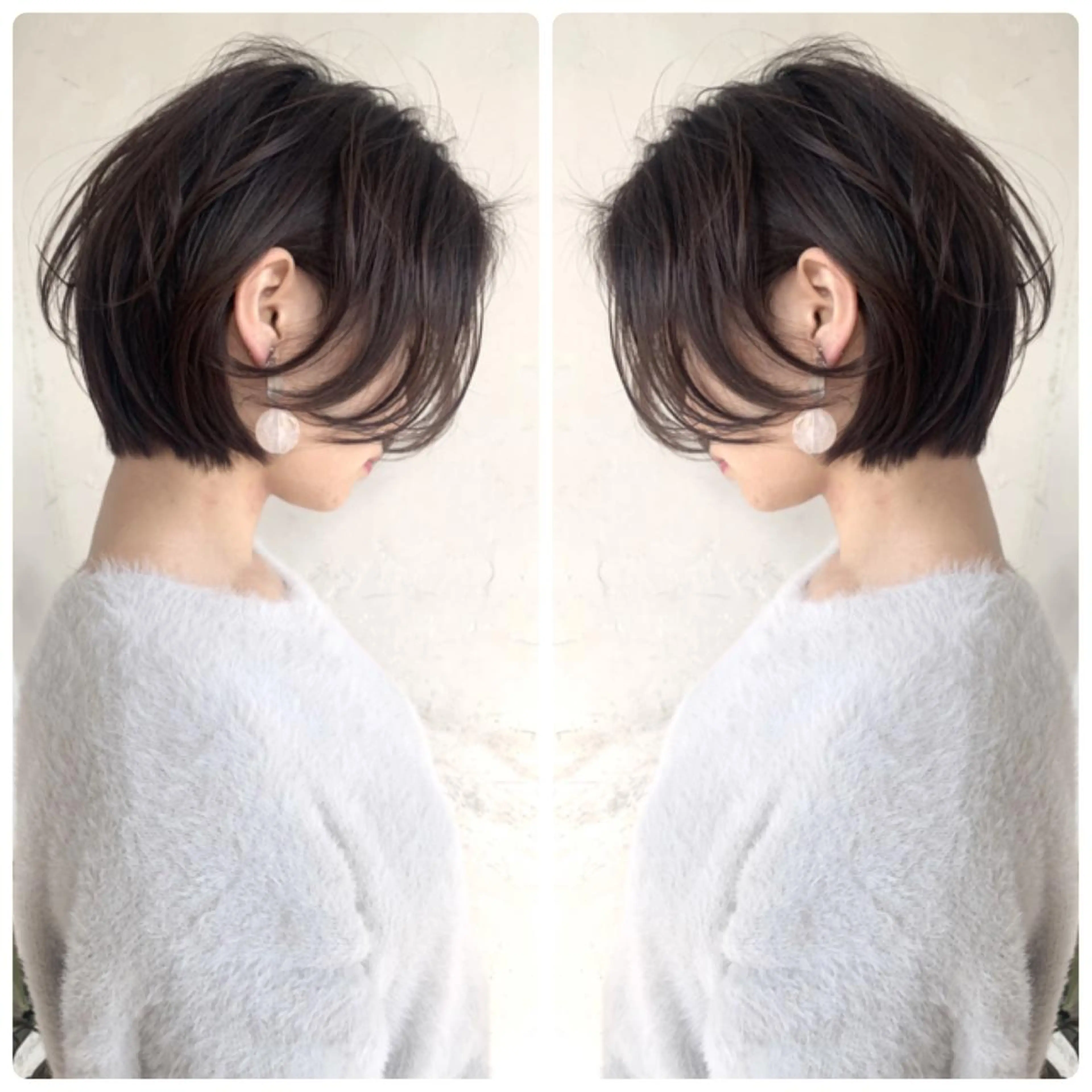 ショート カラー ショートボブ ハンサムショート 丸みショート デザインカラー ハイライトカラー カット ヘアカラー トリートメント 京都大人女性ショート 徒歩1分/秋山のヘアスタイル