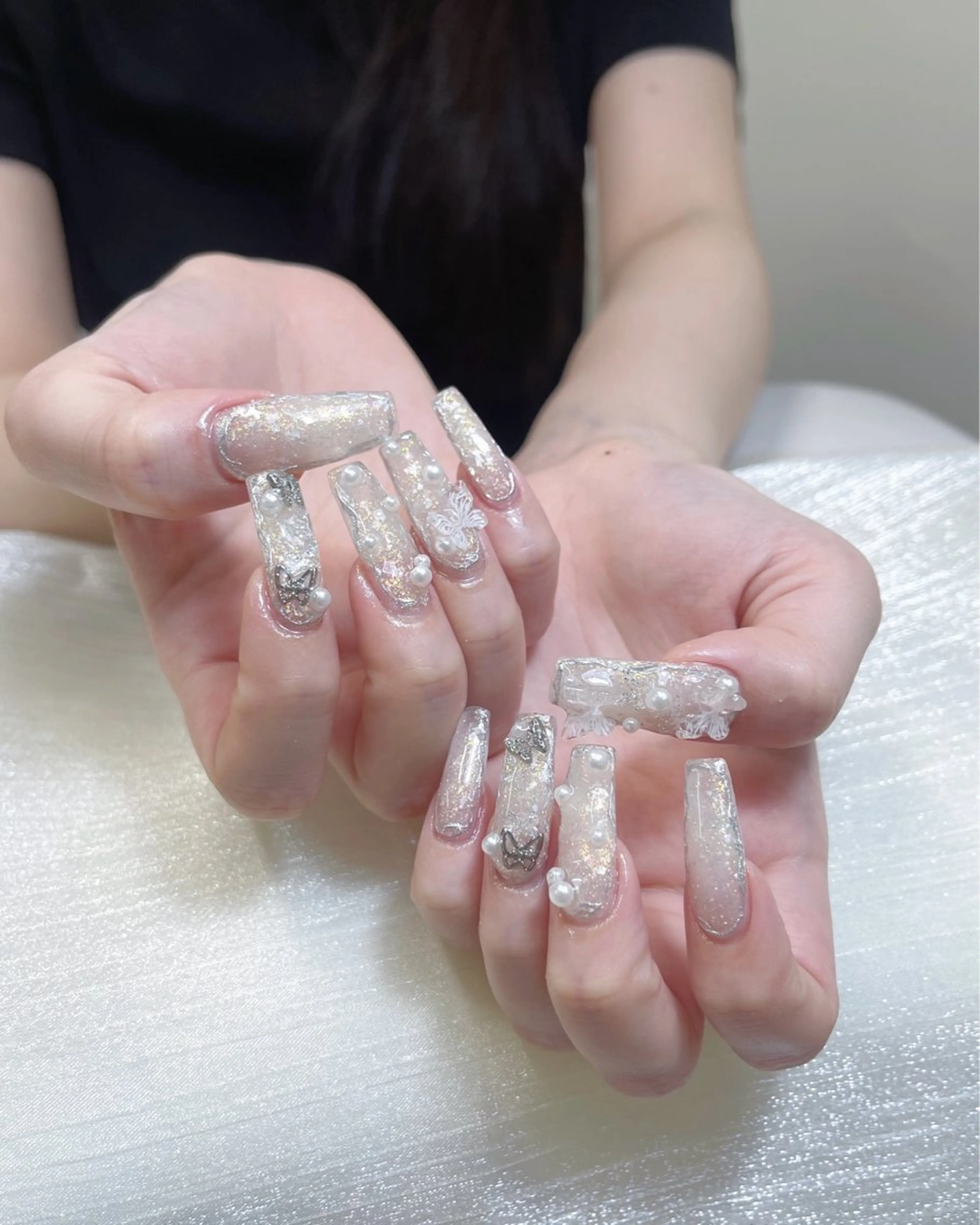 ネイル フレンチネイル 韓国ネイル マグネットネイル ミラーネイル 持ち込み ハンドネイル Speraネイル 大宮店🎀のネイルデザイン