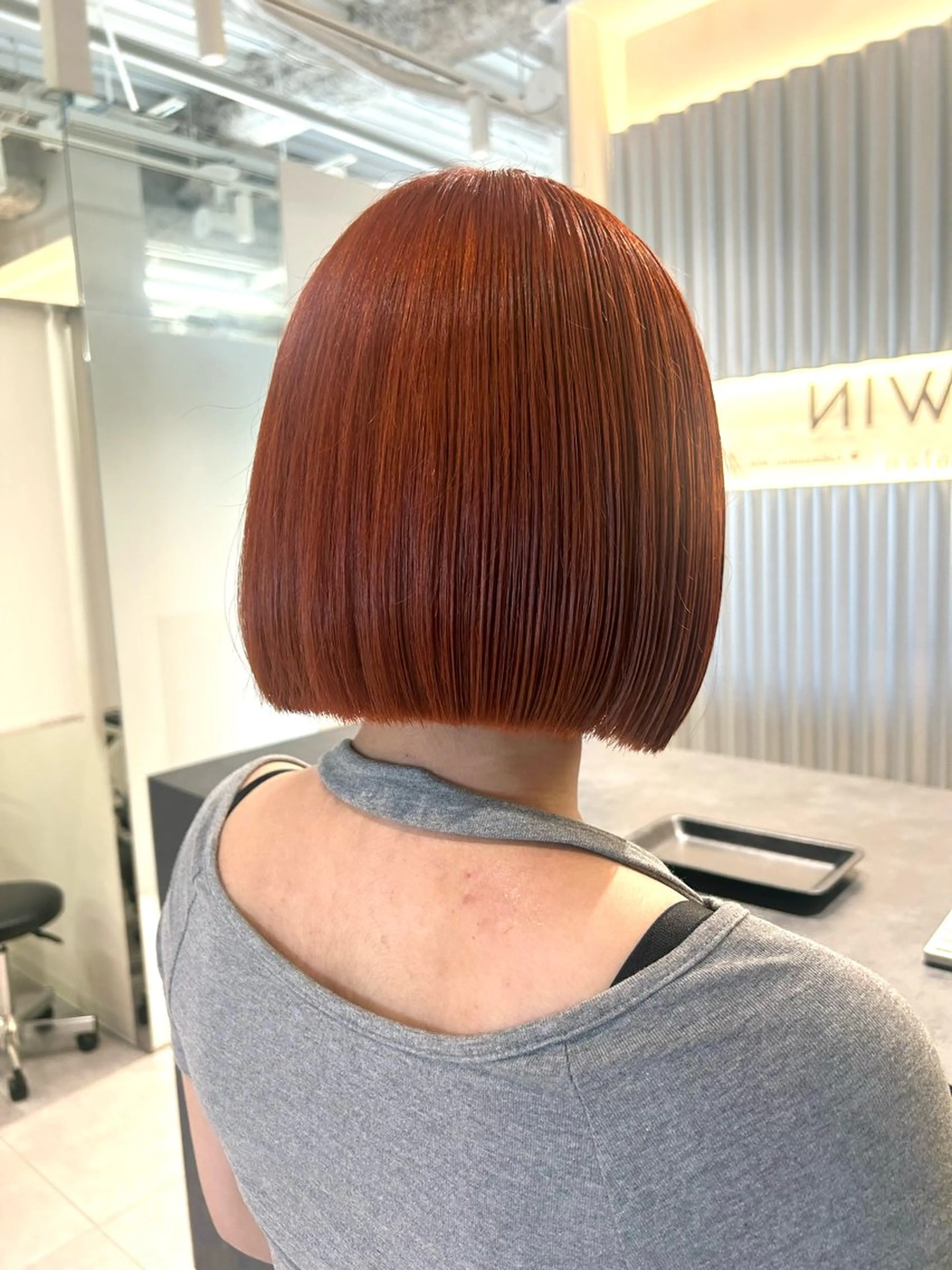 ショート カラー オレンジ ボブ カット ヘアカラー トリートメント 🤍垢抜け♡透明感 カラーmoeka🤍のヘアスタイル