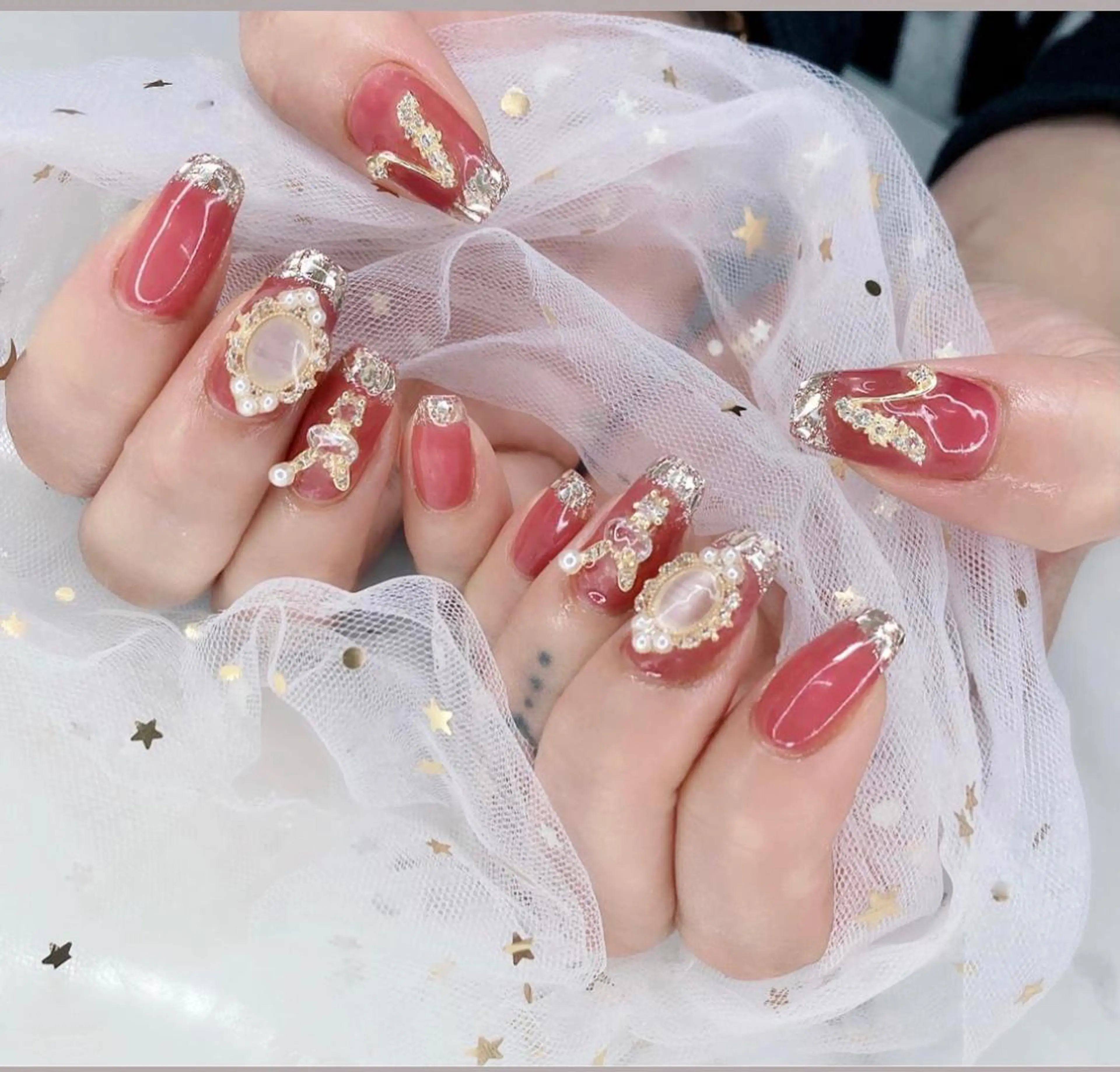 ネイル I-nailロング /ワンホン/キラキラのネイルデザイン