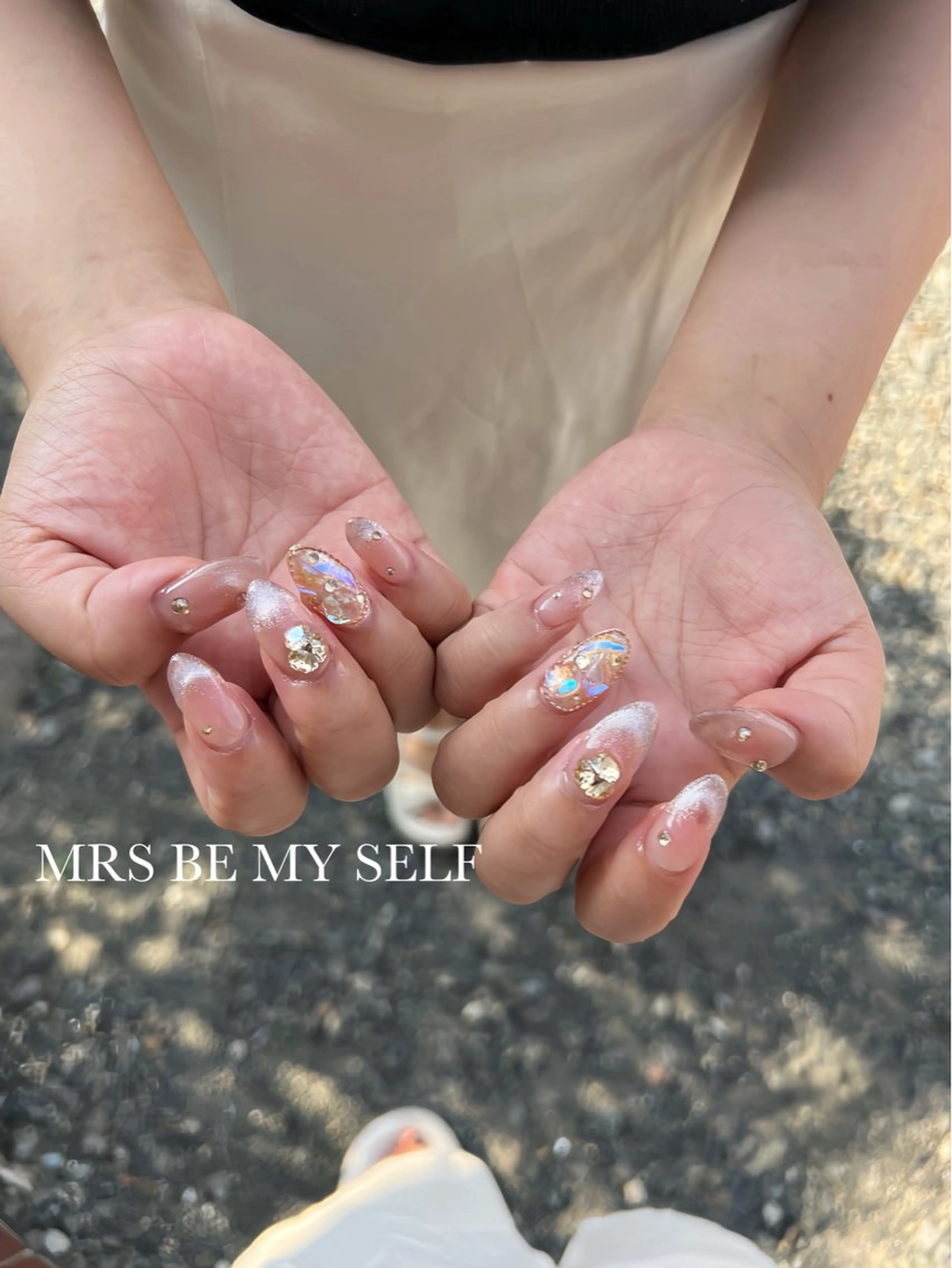 ネイル 長さ出し 氷ネイル・うるうるネイル キラキラネイル 韓国ネイル MRS/ miyu🎀のネイルデザイン