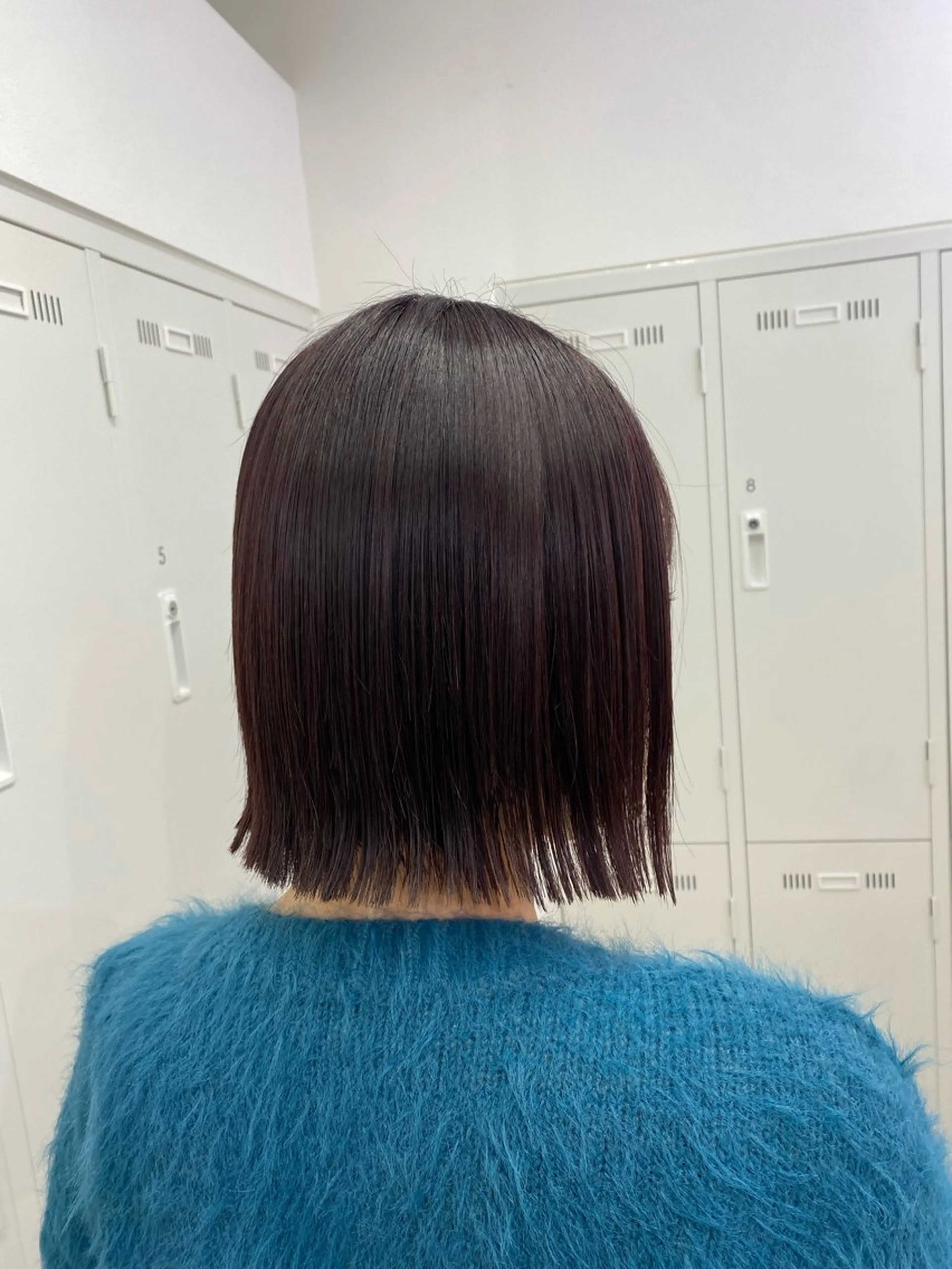 ミディアム カラー ボブ 外ハネヘア カット ヘアカラー トリートメント 長妻莉央/縮毛矯正 髪質改善カラーのヘアスタイル