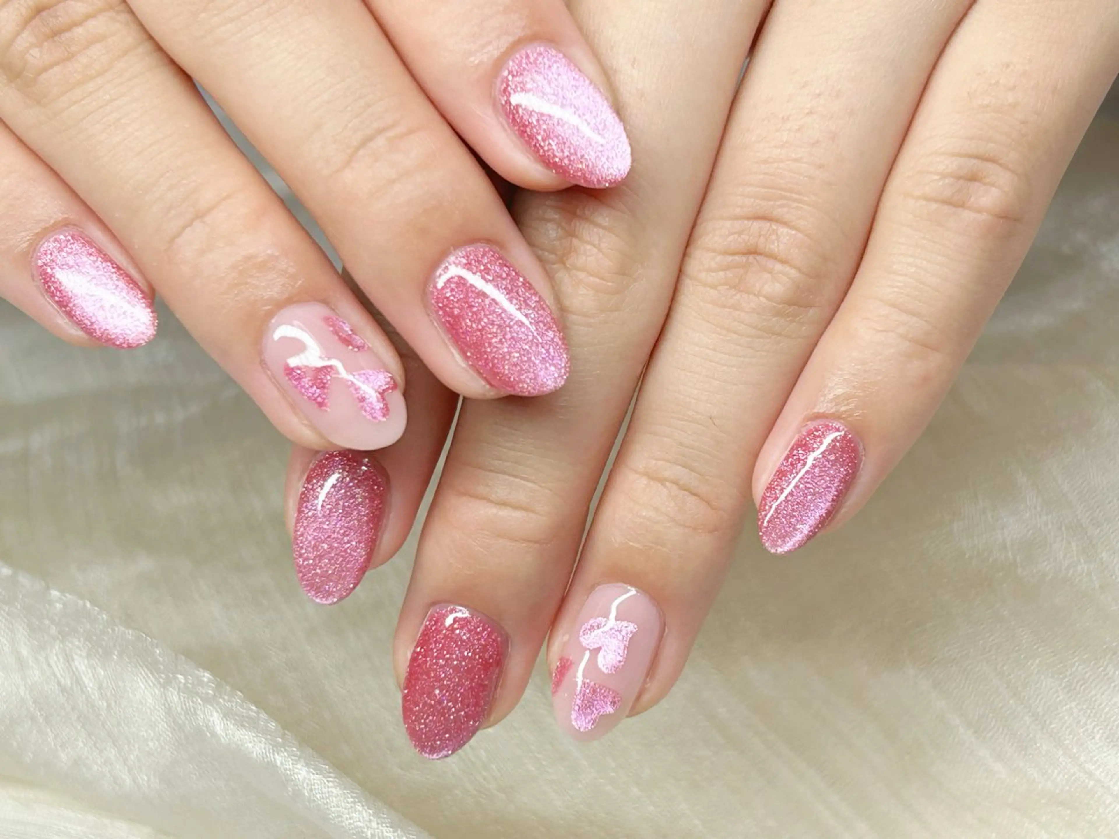 ネイル アートネイル チークネイル 成人式 入学式 長さ出し ハンドネイル Lino Nailのネイルデザイン