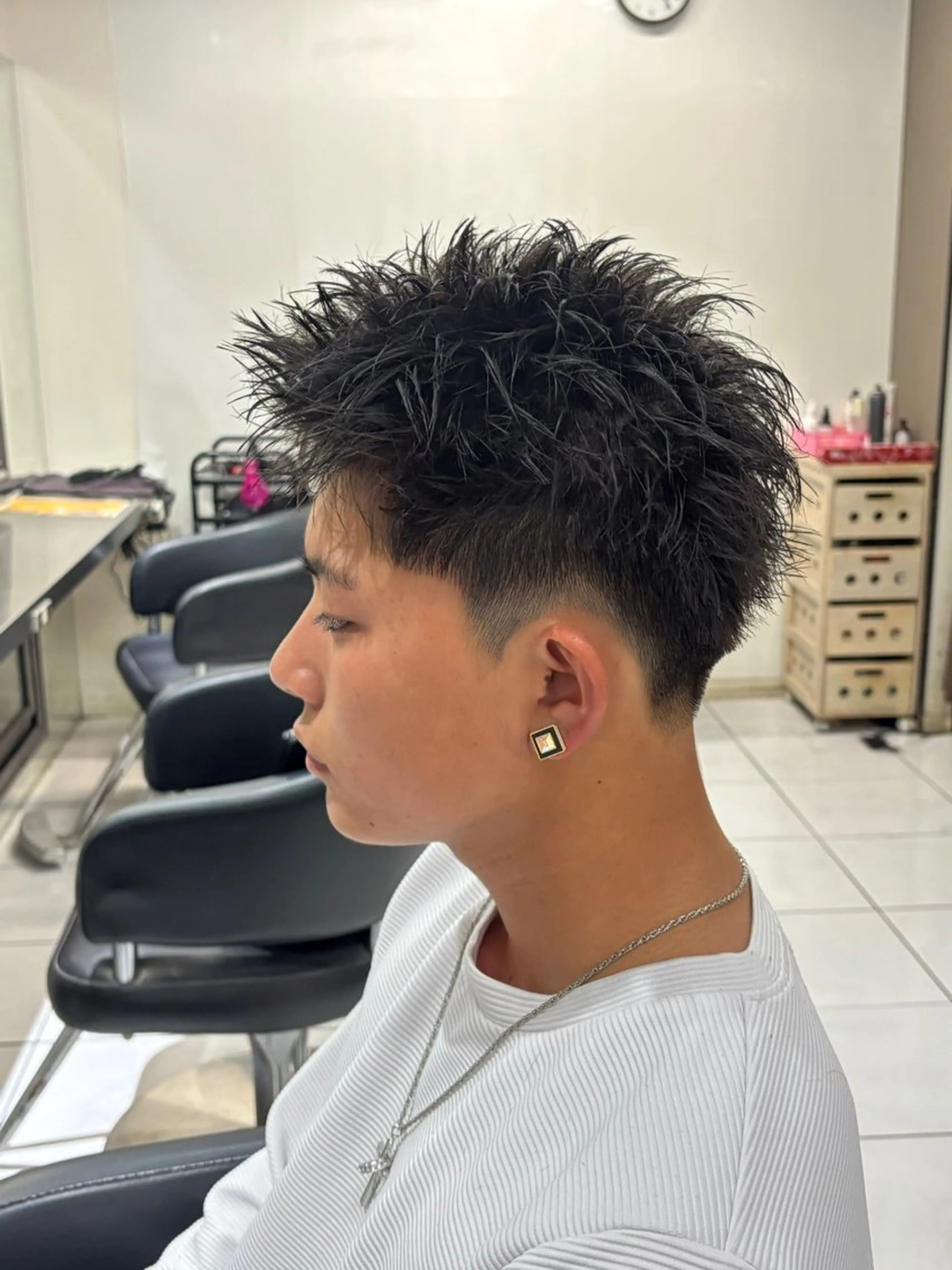 メンズ メンズパーマ スパイキーショート カット 加川 隼人のヘアスタイル