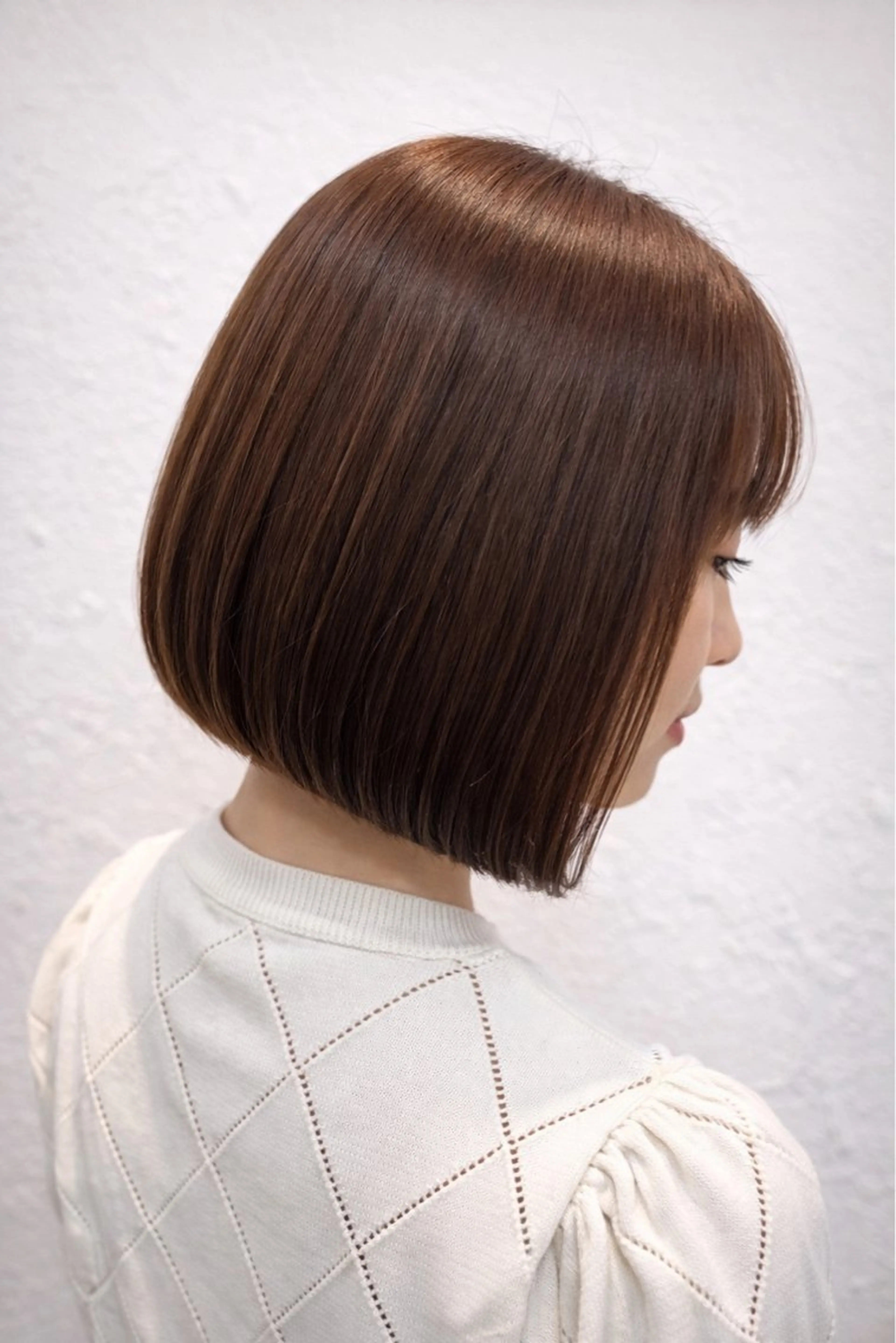 ショート カラー ワンレンボブ ベージュカラー ブリーチ ブリーチなしカラー ボブ 中原由貴 /WILLOW京橋のヘアスタイル