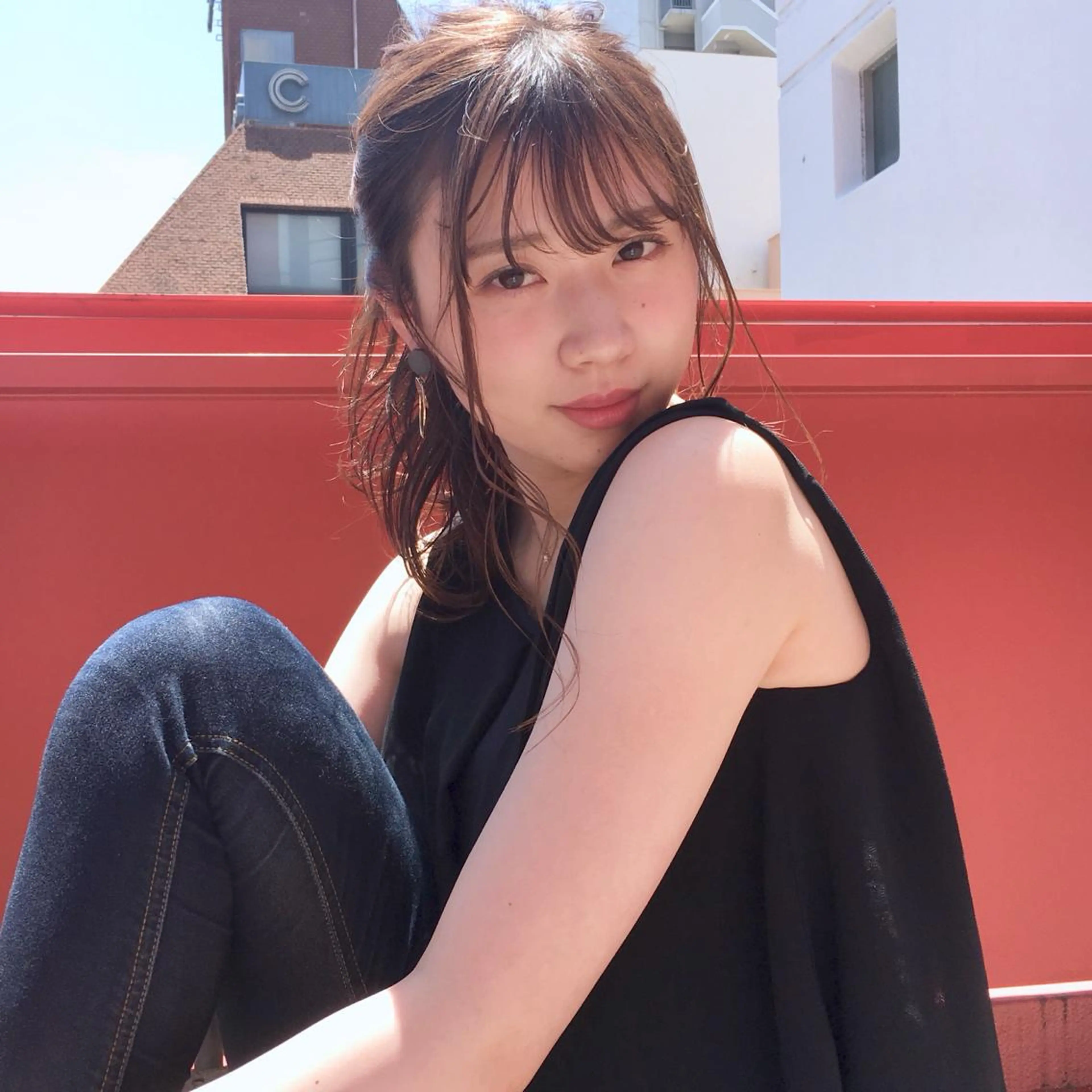 セミロング ヘアアレンジ 薬院:今泉/上川美幸 ボブ/顔周りレイヤーのヘアスタイル