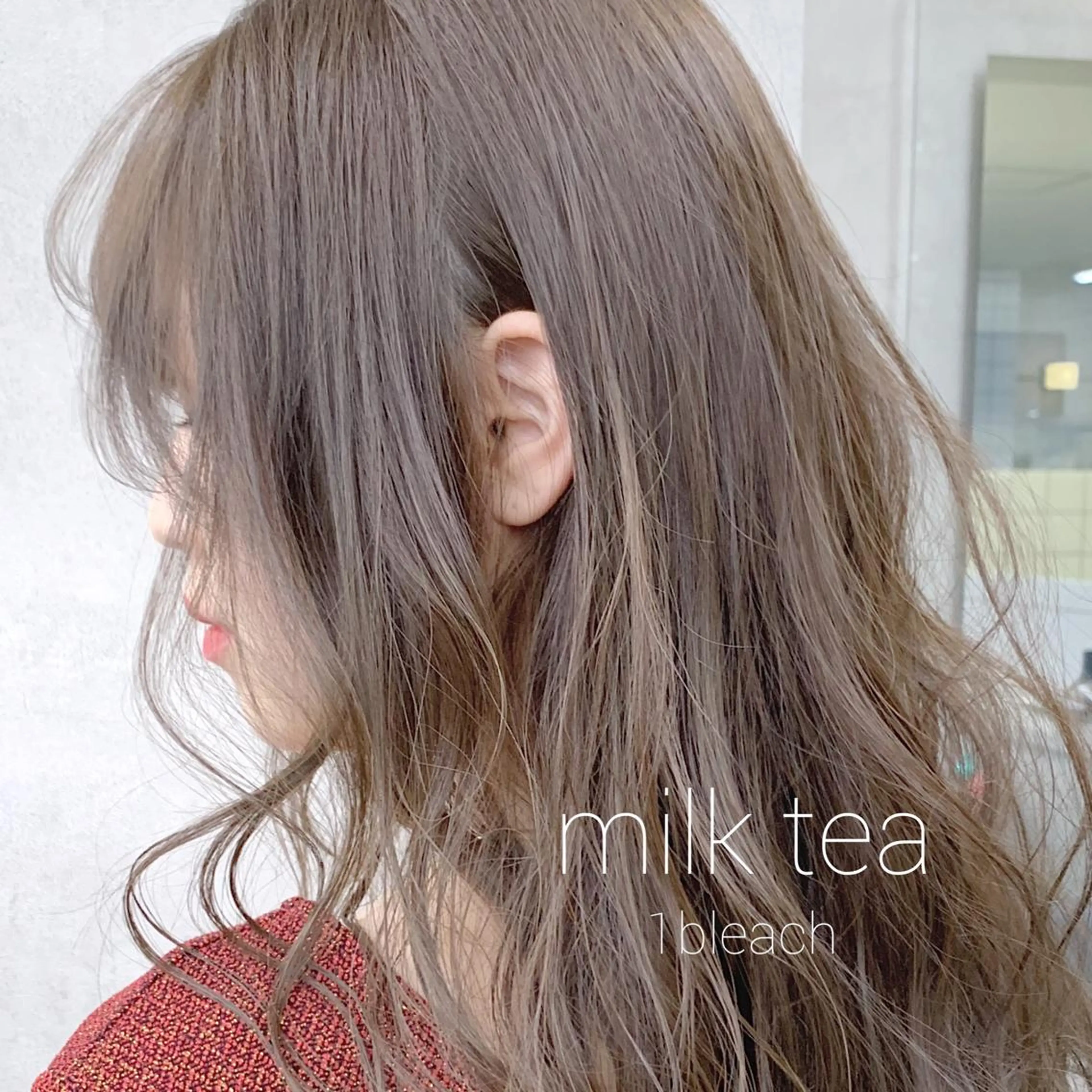 ミディアム カラー ベージュカラー ブリーチ ミルクティーベージュ 柔らかbeige モトキのヘアスタイル